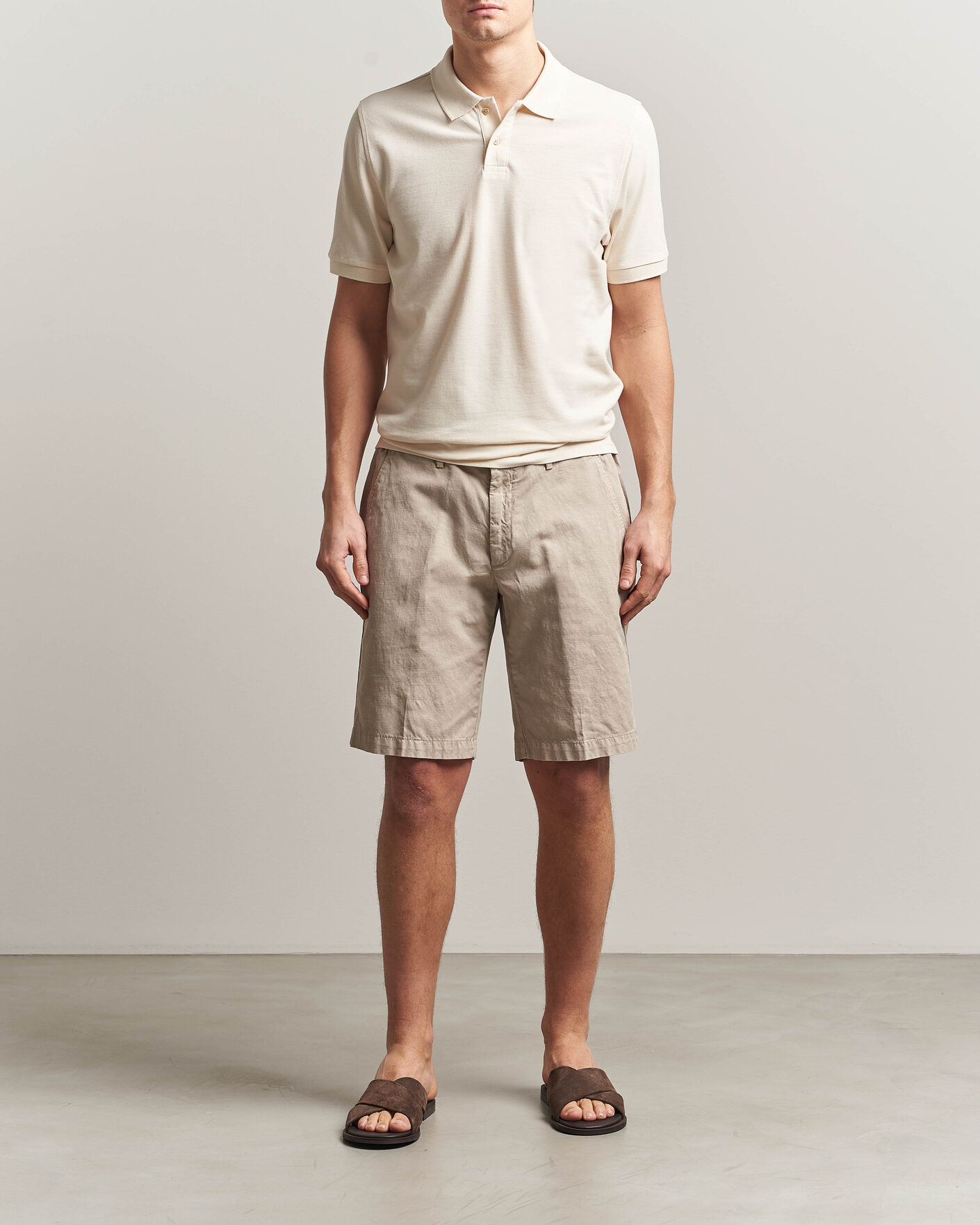 Men | Polo Shirts | Stenströms | Organic Cotton Piquet Polo Shirt Beige
