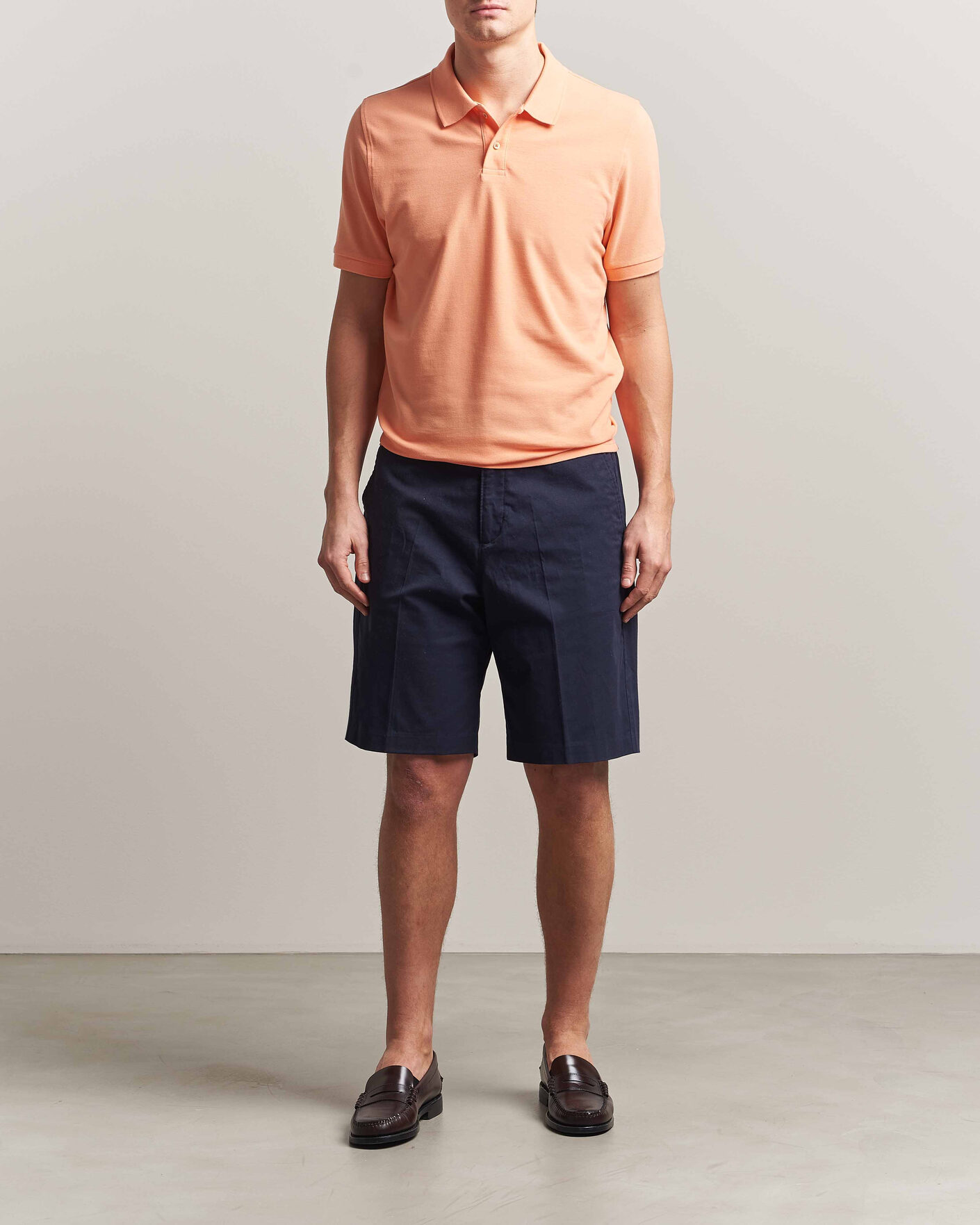 Men | Polo Shirts | Stenströms | Organic Cotton Piquet Polo Shirt Mandarin