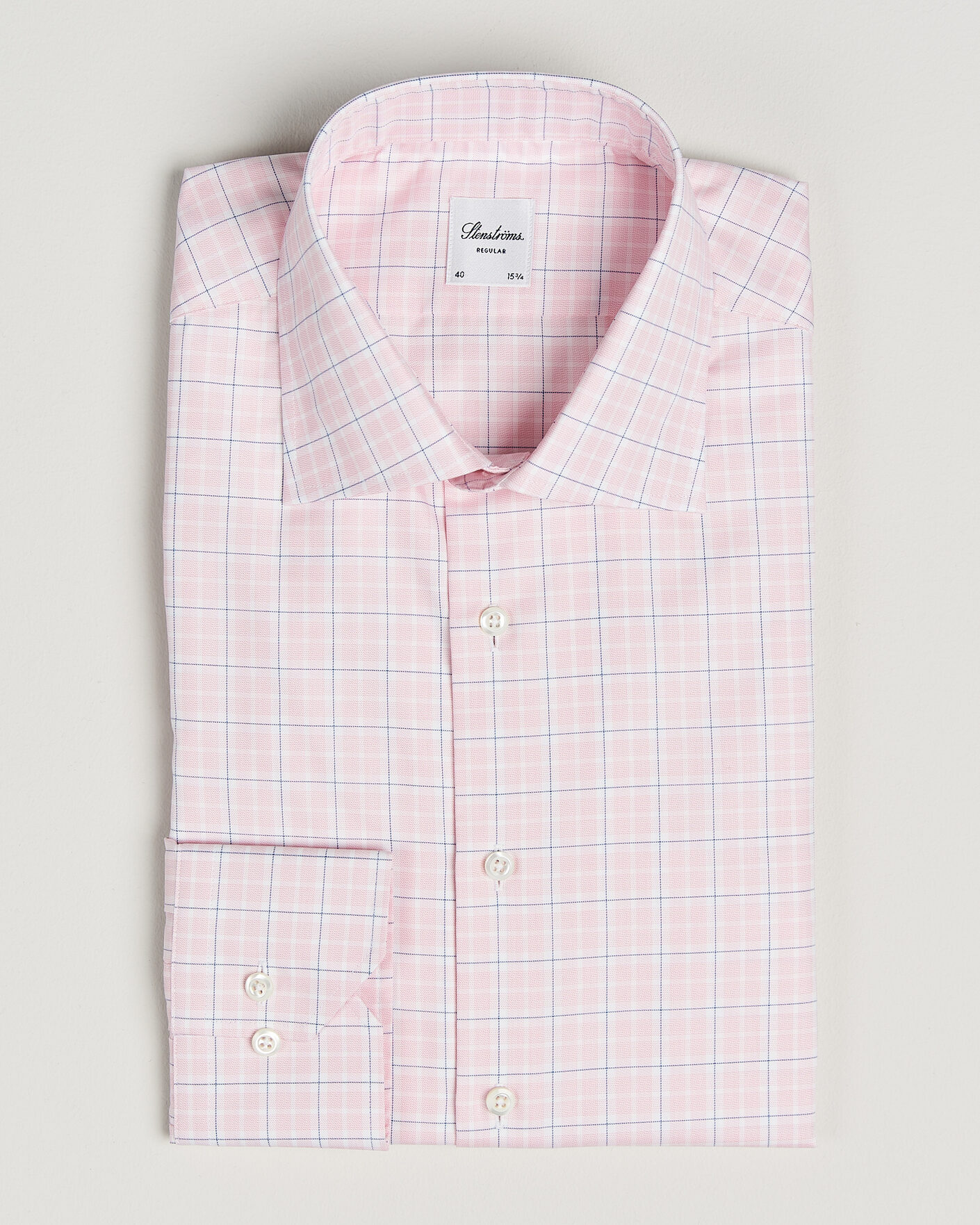 Men | Shirts | Stenströms | Regular Fit Over Check Cotton Shirt Pink