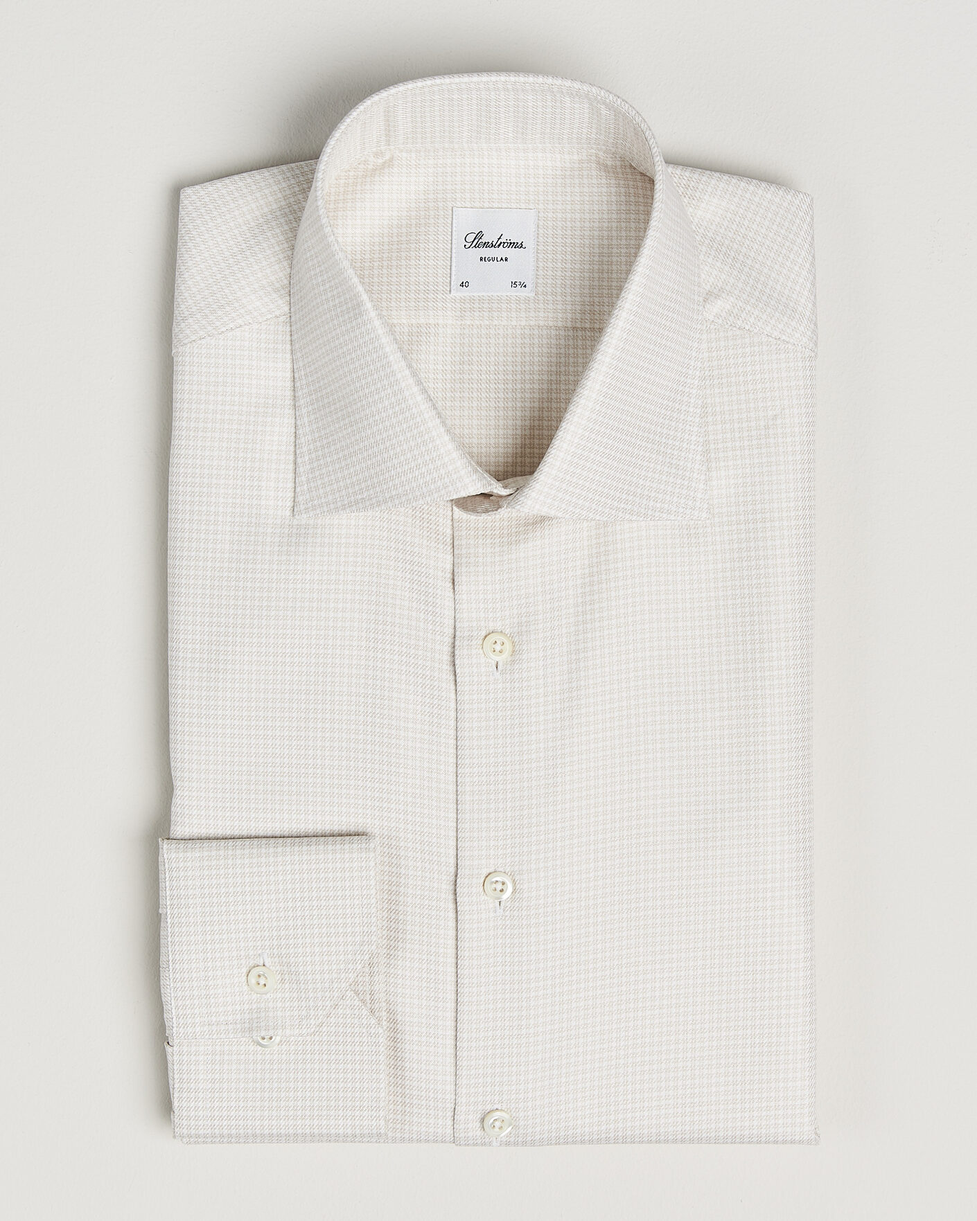 Men | Shirts | Stenströms | Regular Fit Micro Structure Shirt Beige