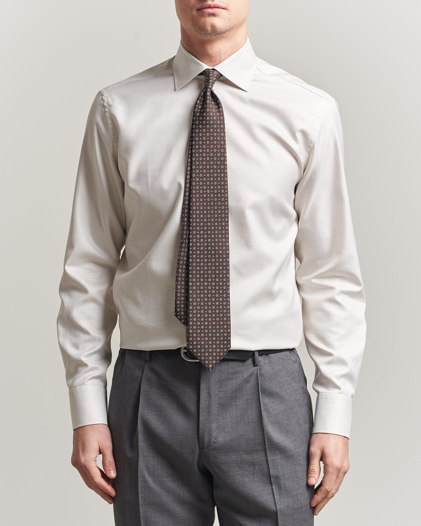 Men | Shirts | Stenströms | Regular Fit Micro Structure Shirt Beige
