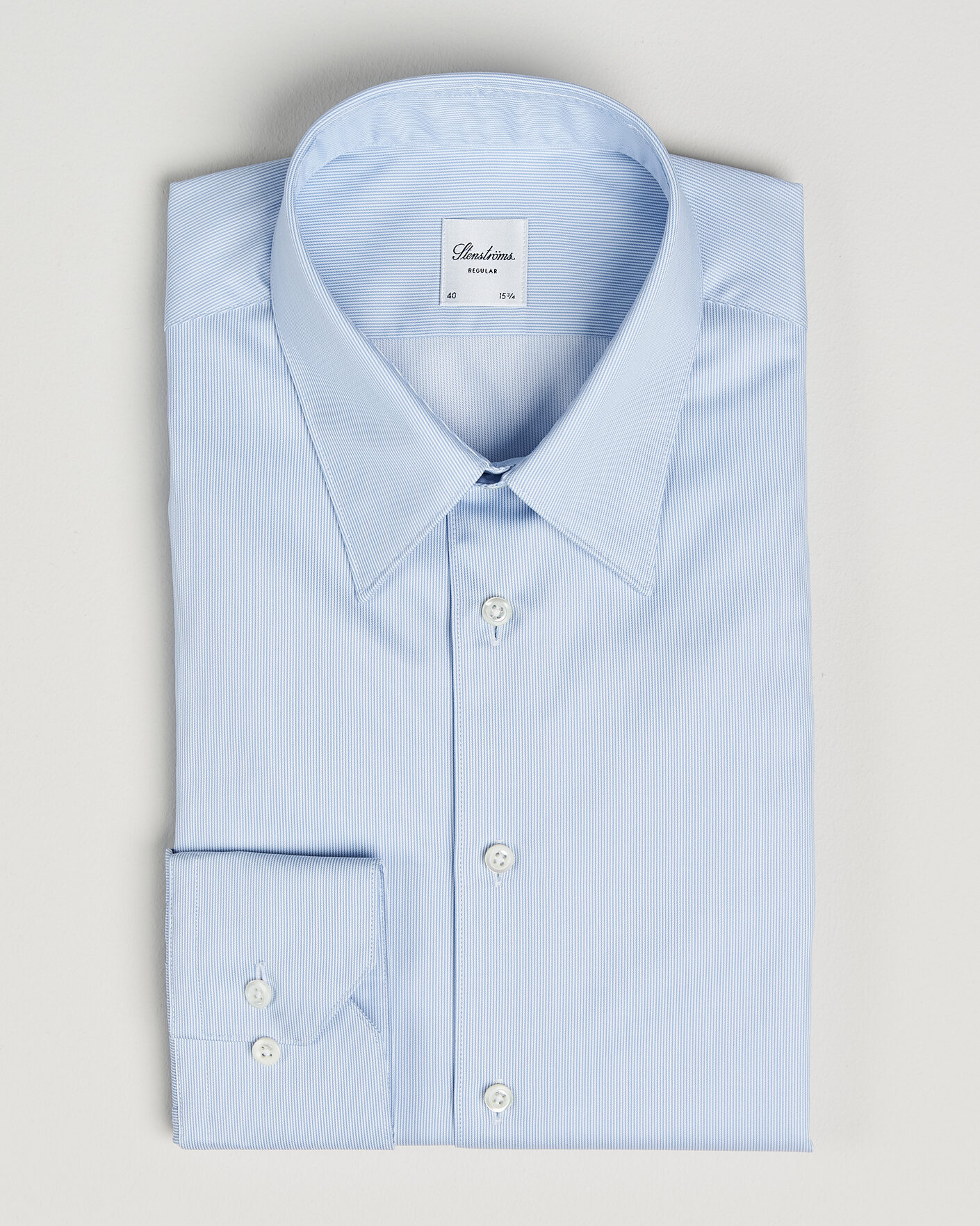 Men | Shirts | Stenströms | Regular Fit Thin Stripe Pointed Collar Shirt Blue