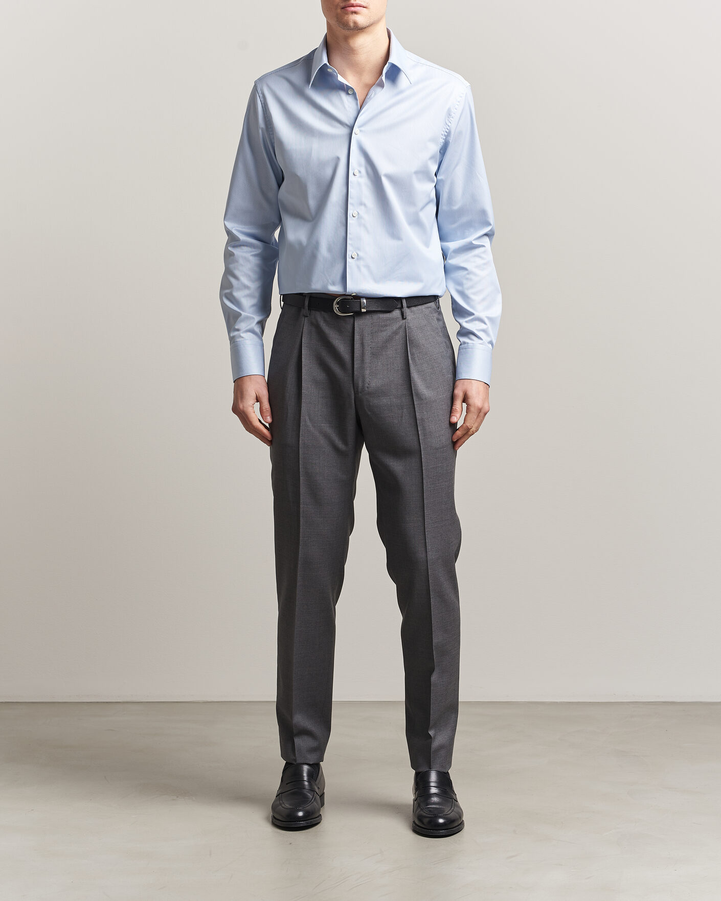 Men | Shirts | Stenströms | Regular Fit Thin Stripe Pointed Collar Shirt Blue