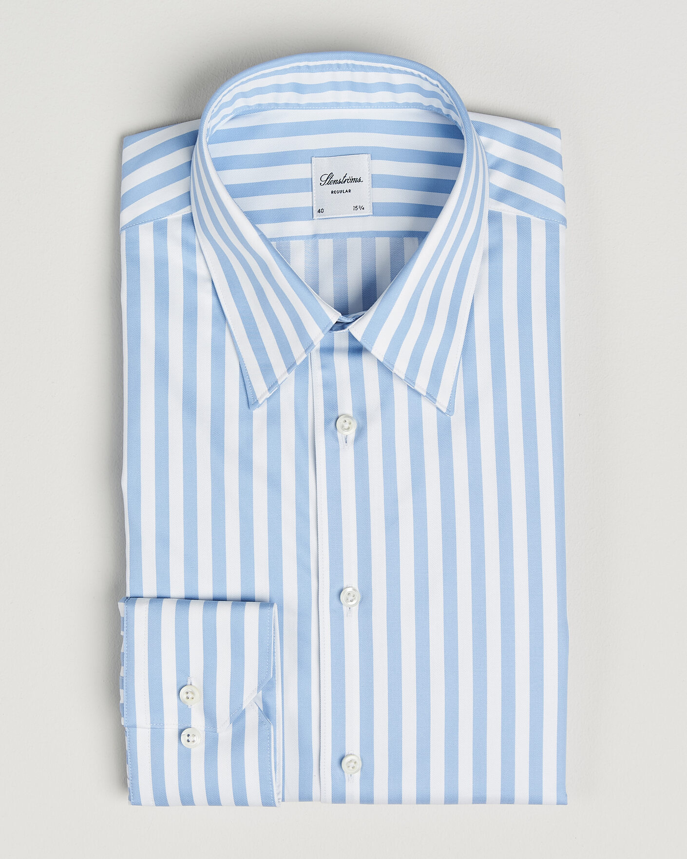 Men | Shirts | Stenströms | Regular Fit Striped Pointed Collar Shirt Blue