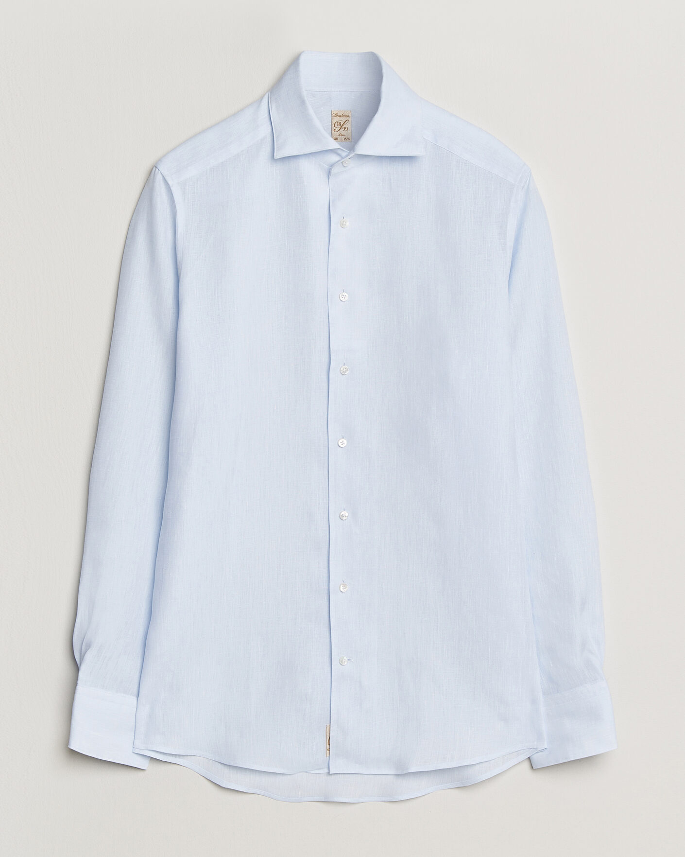 Men | Shirts | Stenströms | 1899 Linen One Piece Collar Shirt Light Blue