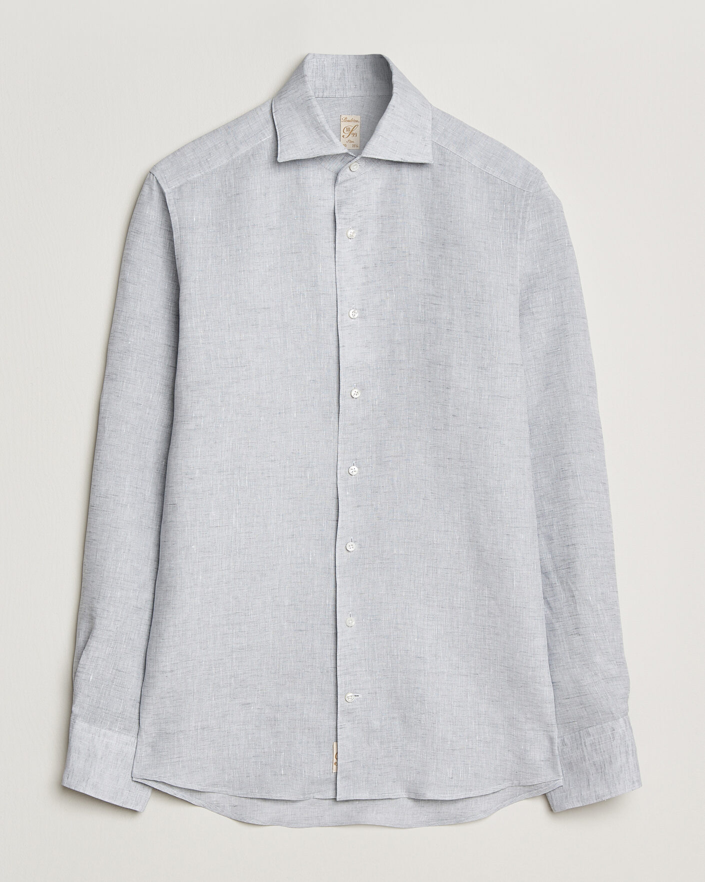 Men | Shirts | Stenströms | 1899 Linen One Piece Collar Shirt Grey