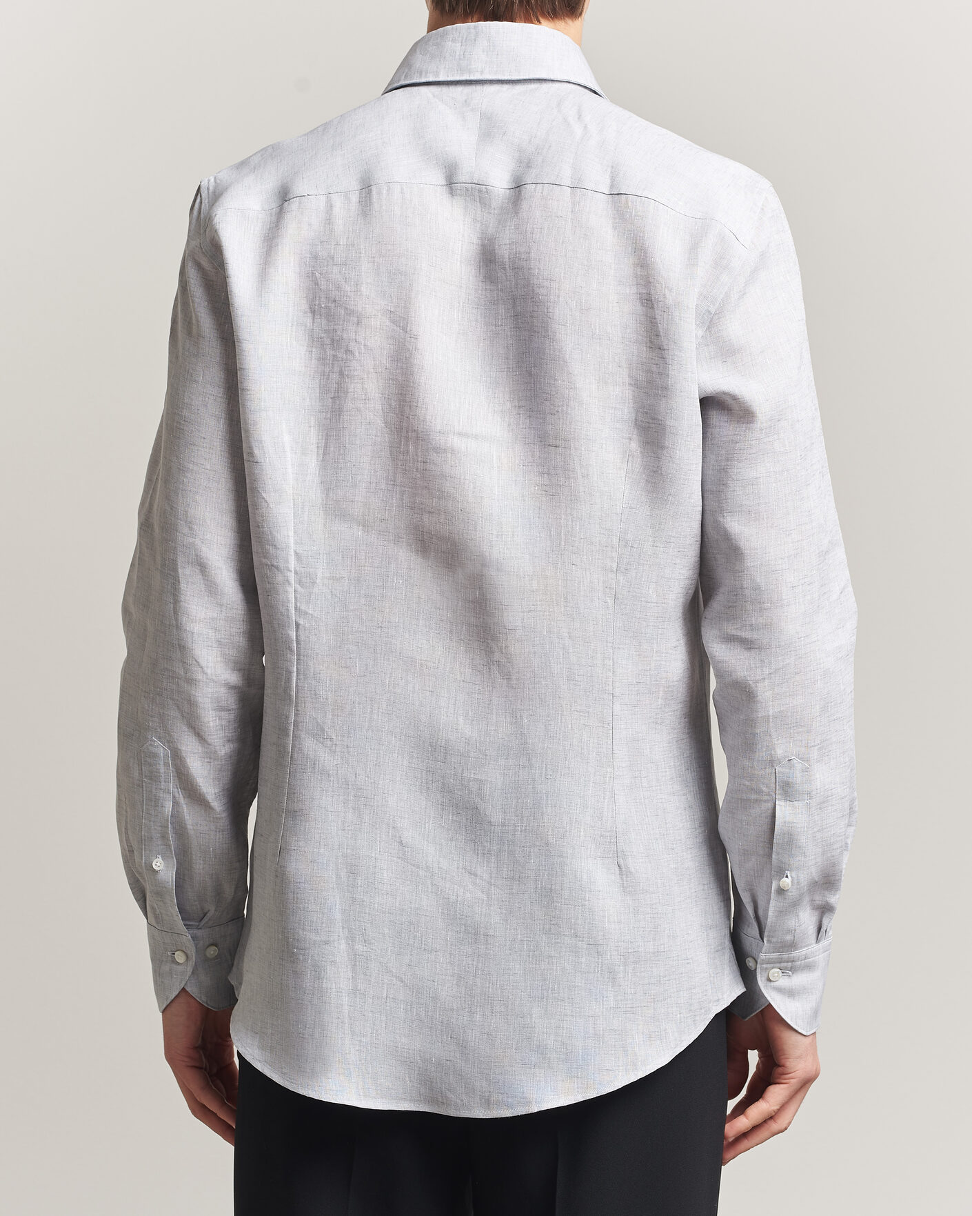 Men | Shirts | Stenströms | 1899 Linen One Piece Collar Shirt Grey