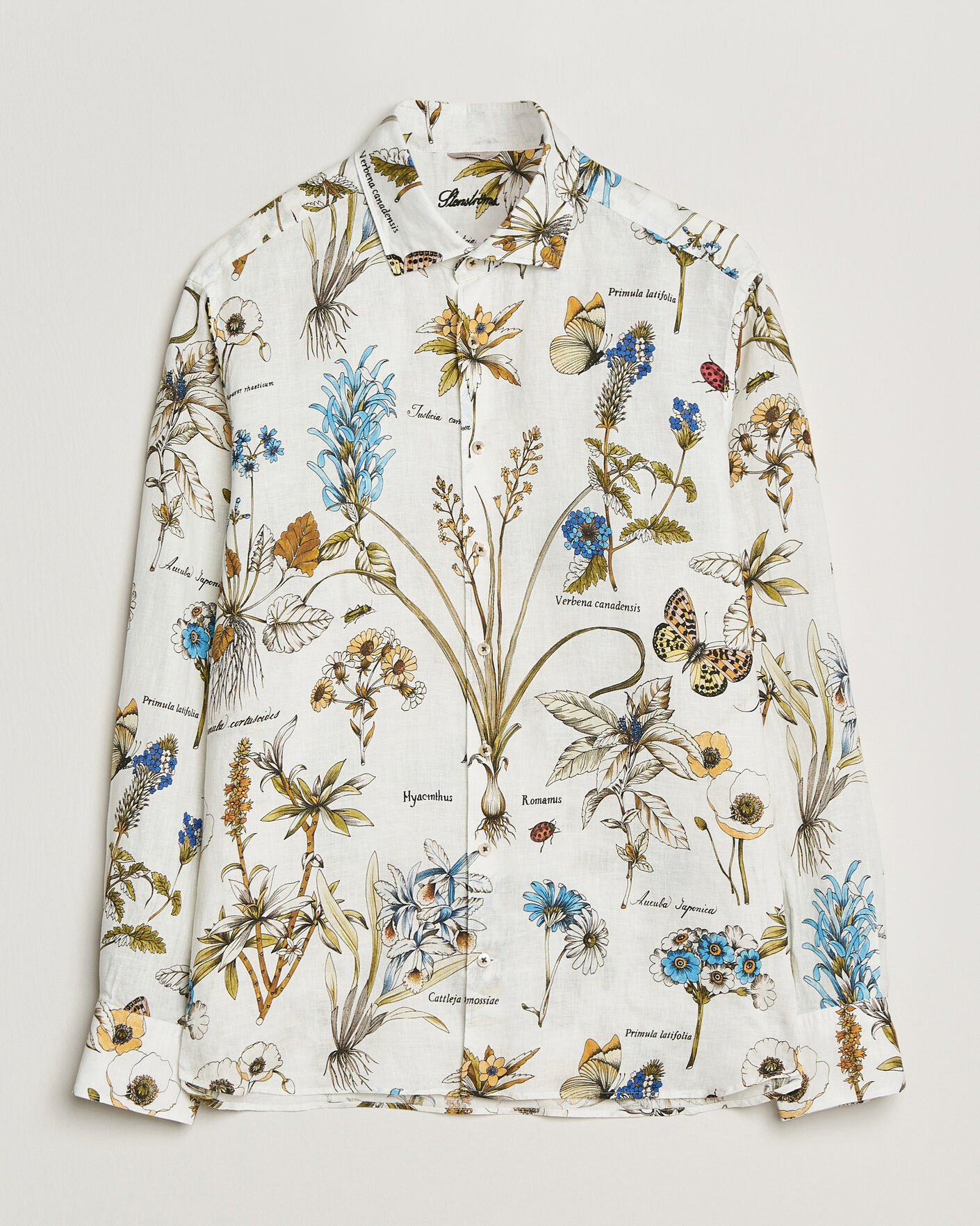 Men | Shirts | Stenströms | Reglar Fit Botanical Print Linen Shirt Multi