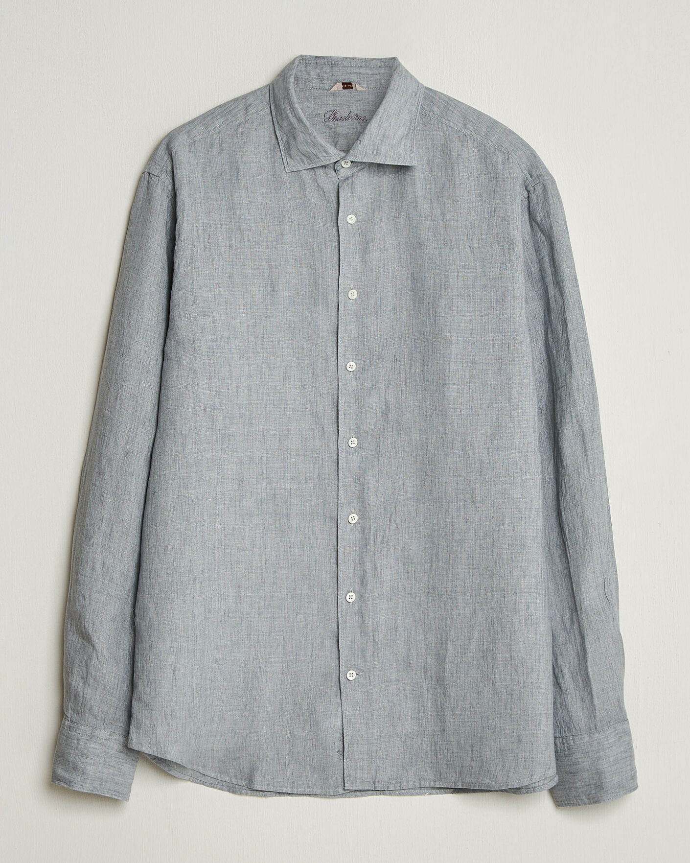 Men | Shirts | Stenströms | Regular Fit Cut Away Linen Shirt Grey