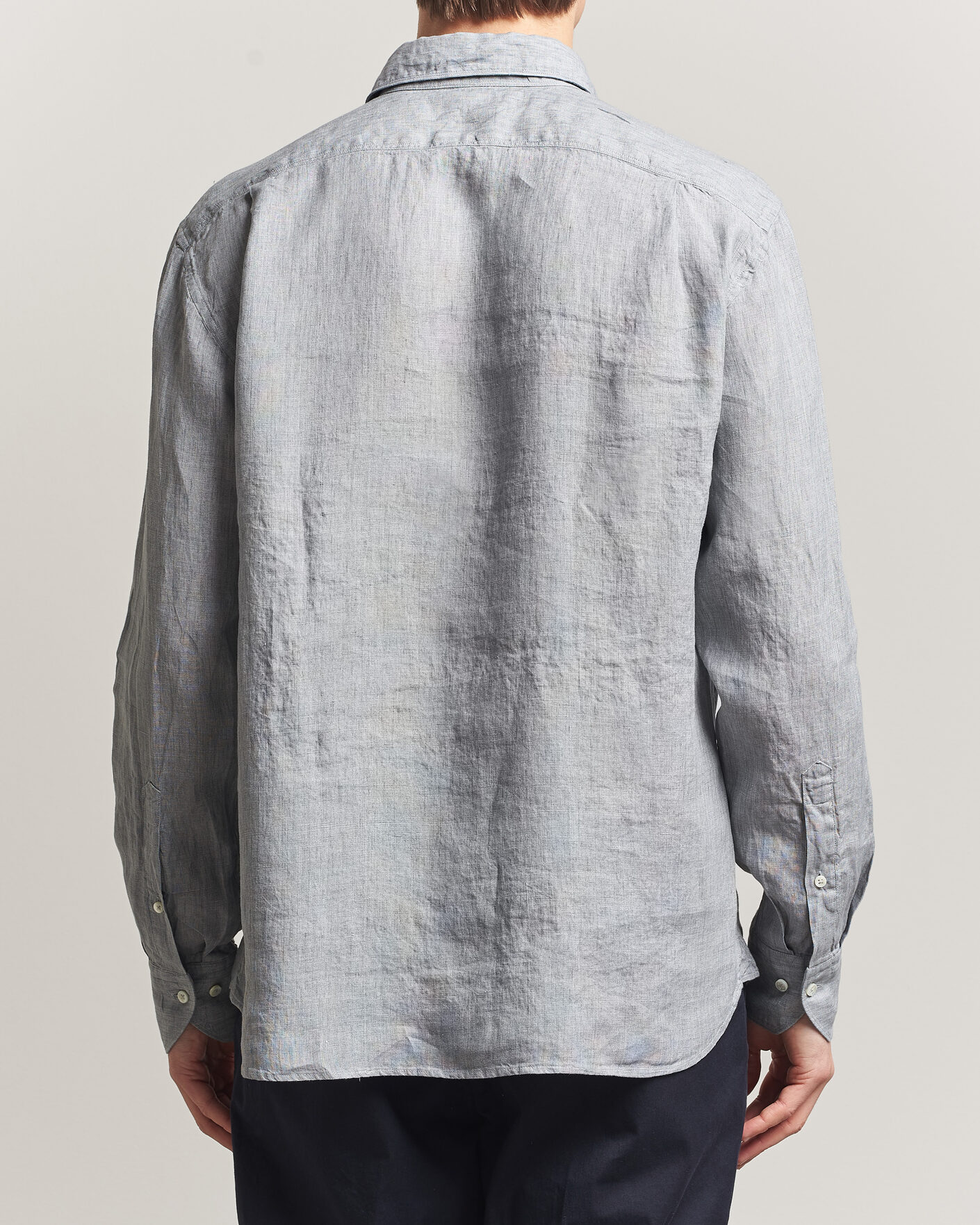 Men | Shirts | Stenströms | Regular Fit Cut Away Linen Shirt Grey