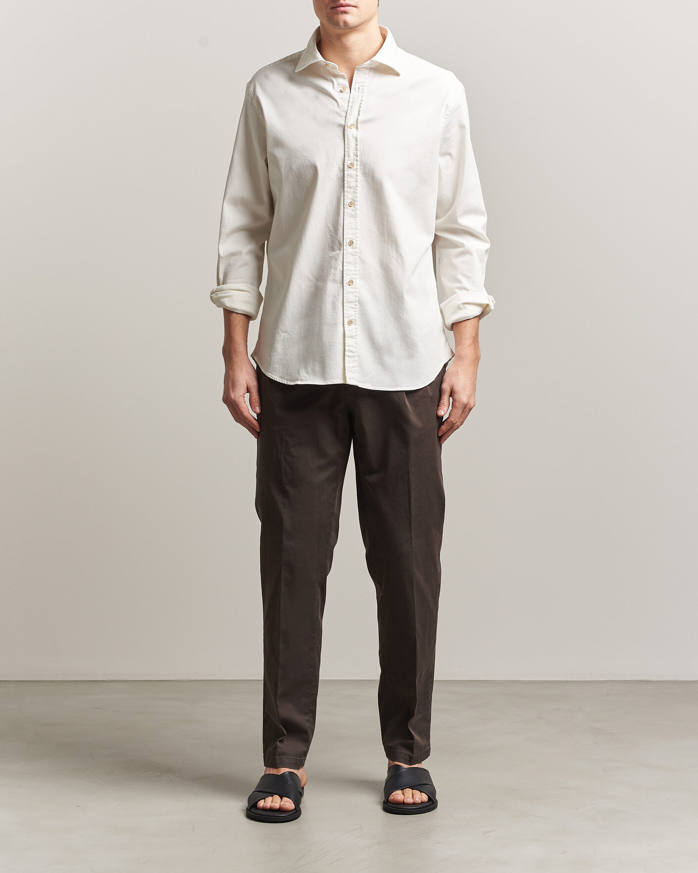 Men | Shirts | Stenströms | Regular Fit Garment Washed Denim Shirt White