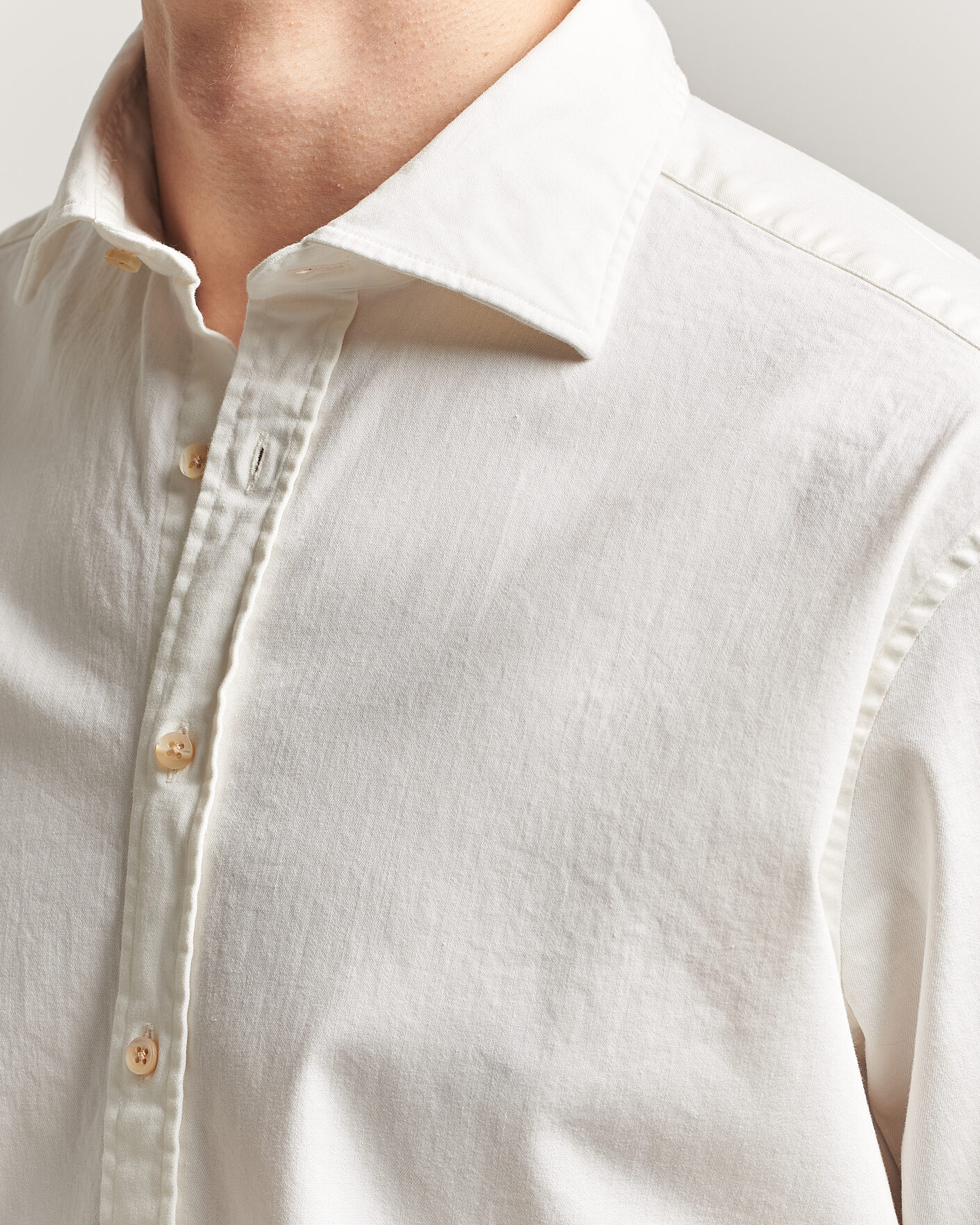 Men | Shirts | Stenströms | Regular Fit Garment Washed Denim Shirt White