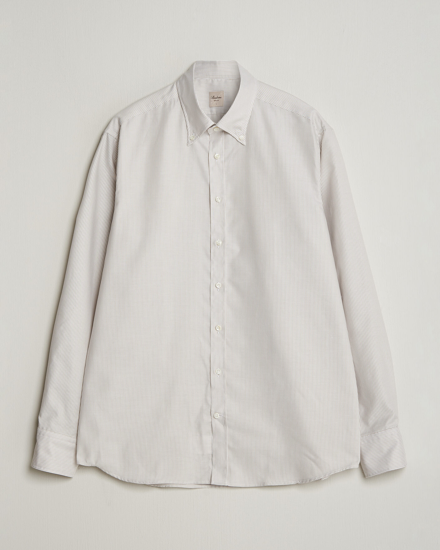 Men | Shirts | Stenströms | Regular Fit Thin Striped Oxford Shirt Beige