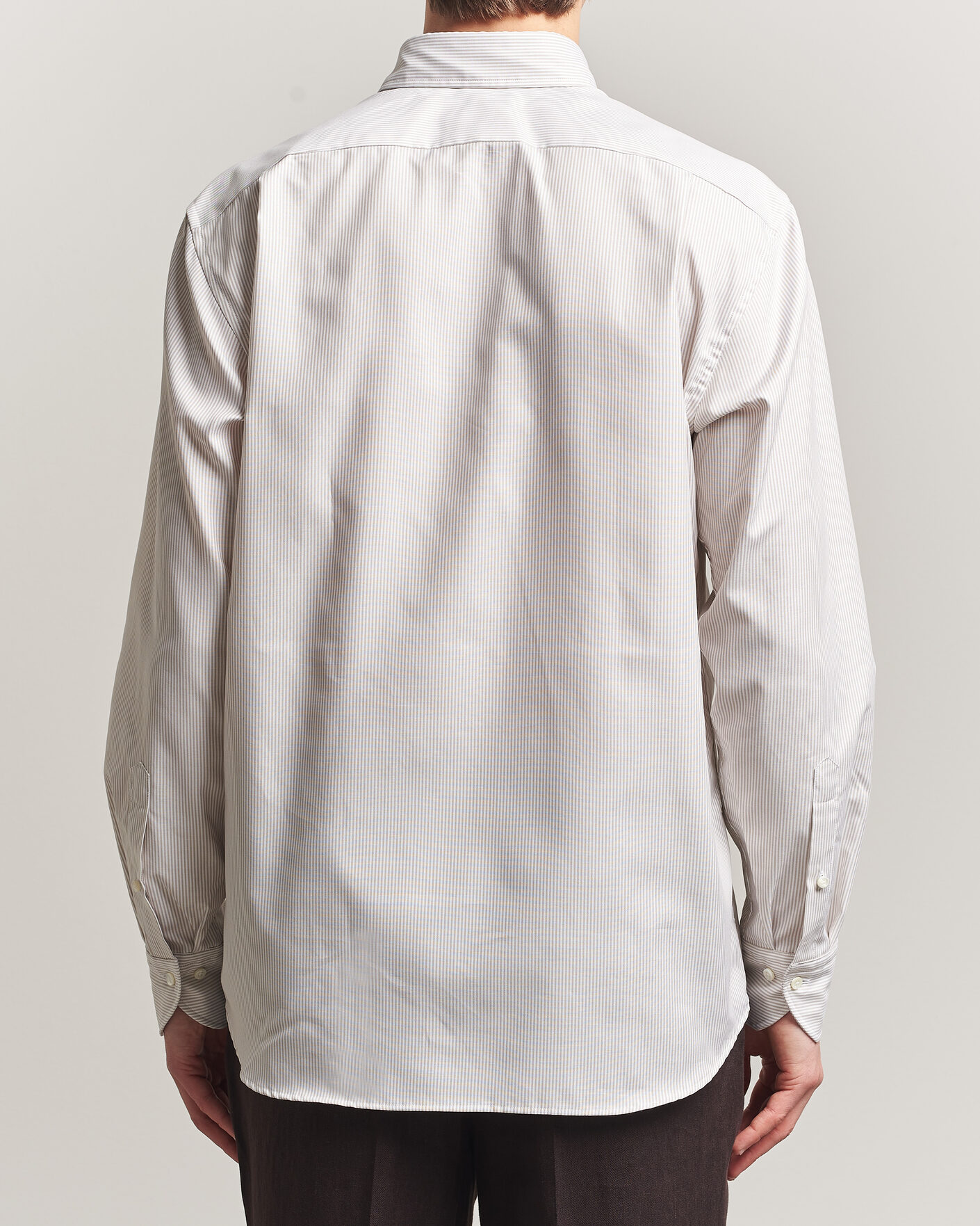 Men | Shirts | Stenströms | Regular Fit Thin Striped Oxford Shirt Beige