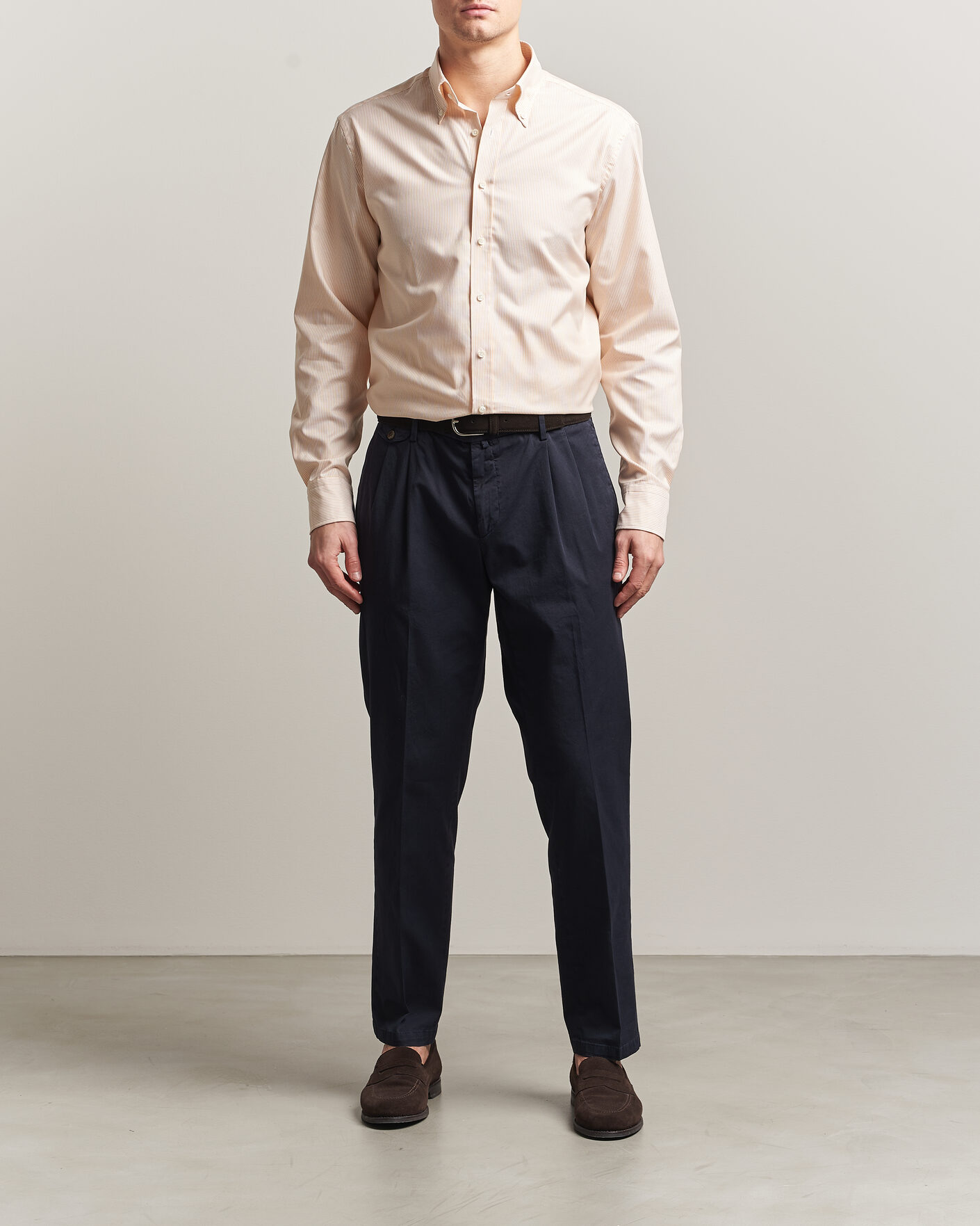 Men | Shirts | Stenströms | Regular Fit Thin Striped Oxford Shirt Orange