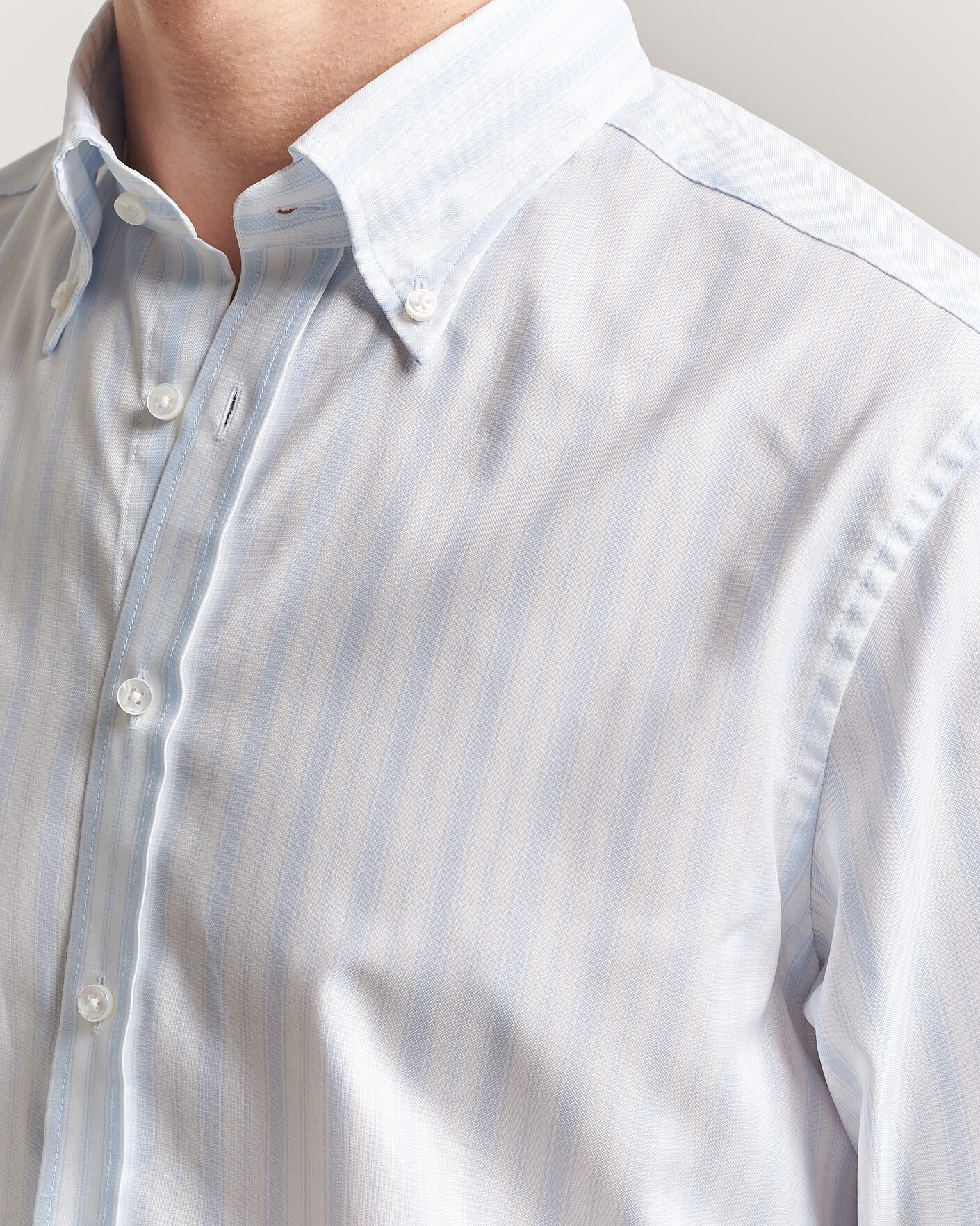 Men | Shirts | Stenströms | Regular Fit Striped Oxford Shirt Light Blue