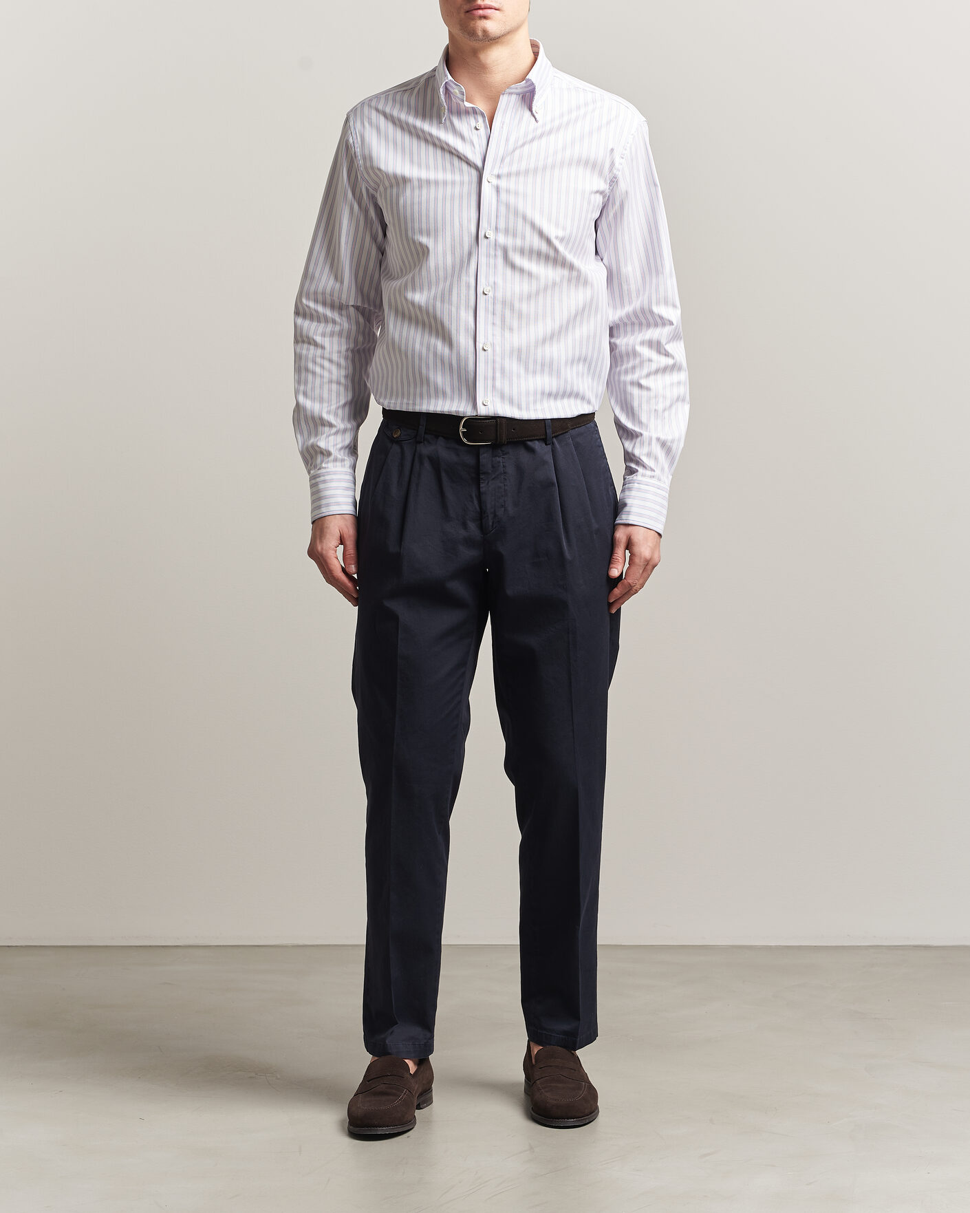 Men | Shirts | Stenströms | Regular Fit Multi Striped Oxford Shirt Blue/Pink