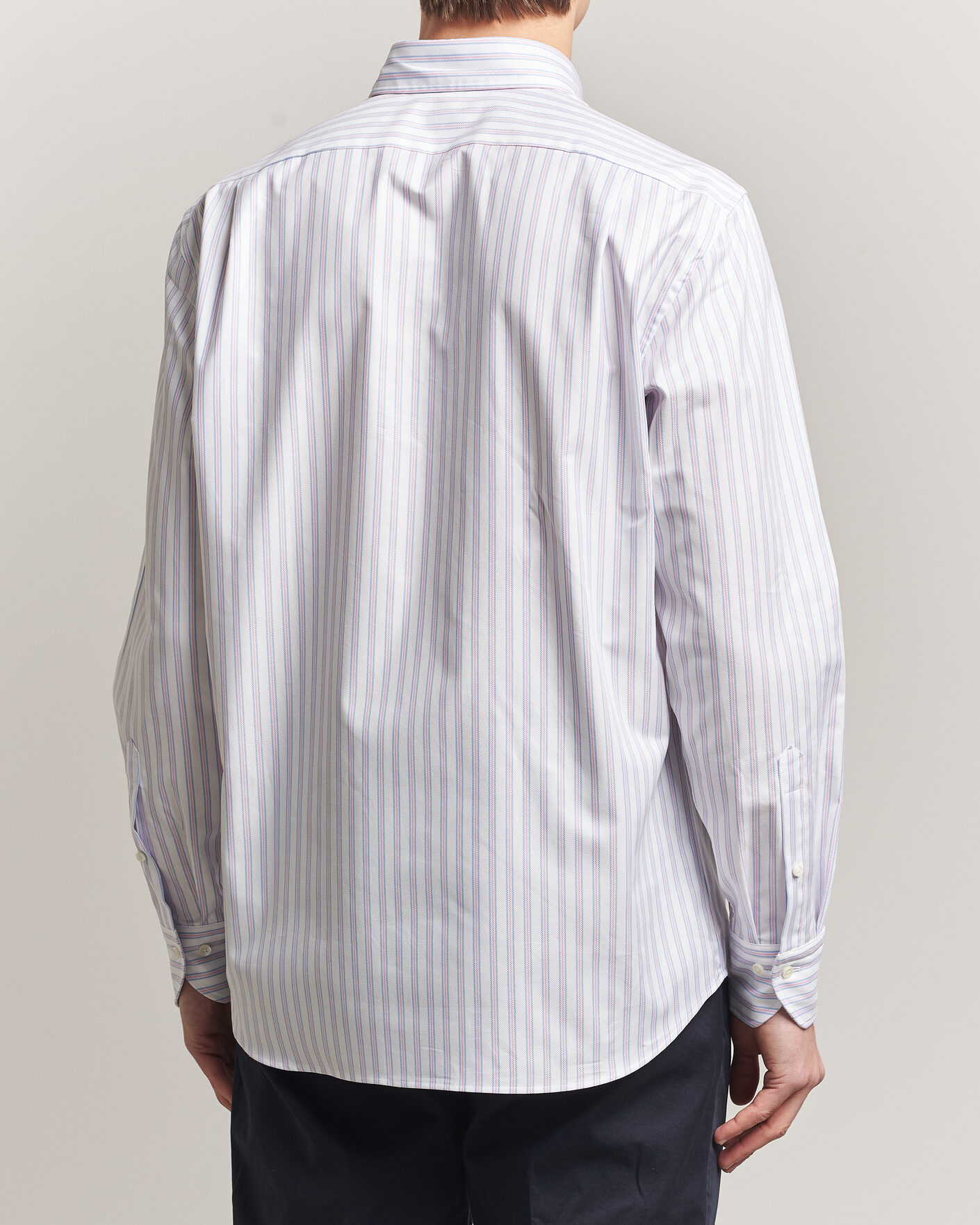 Men | Shirts | Stenströms | Regular Fit Multi Striped Oxford Shirt Blue/Pink