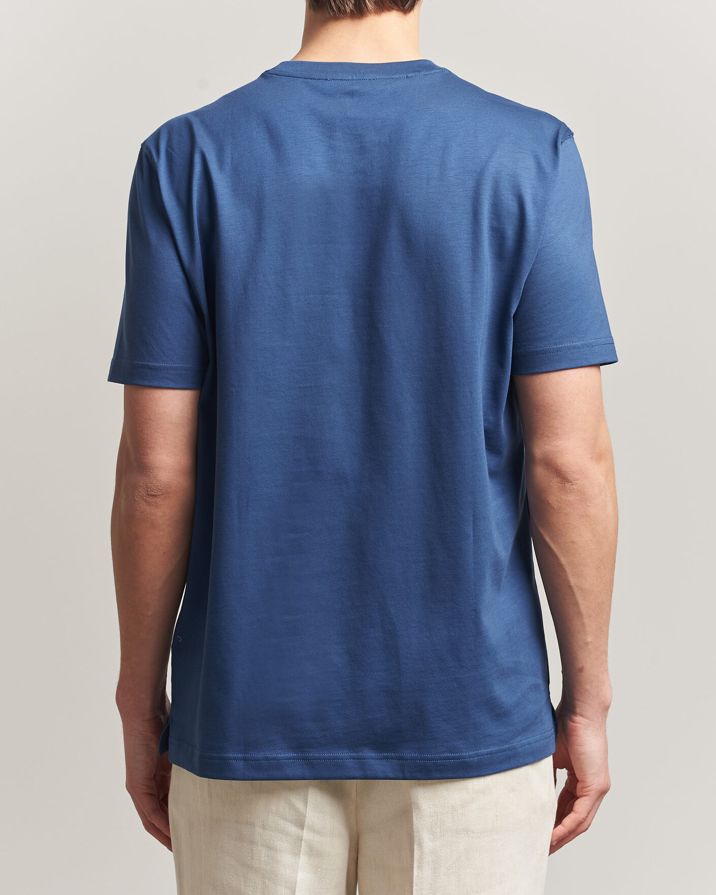 Men | T-Shirts | Eton | Supima Cotton Crew Neck T-Shirt Mid Blue