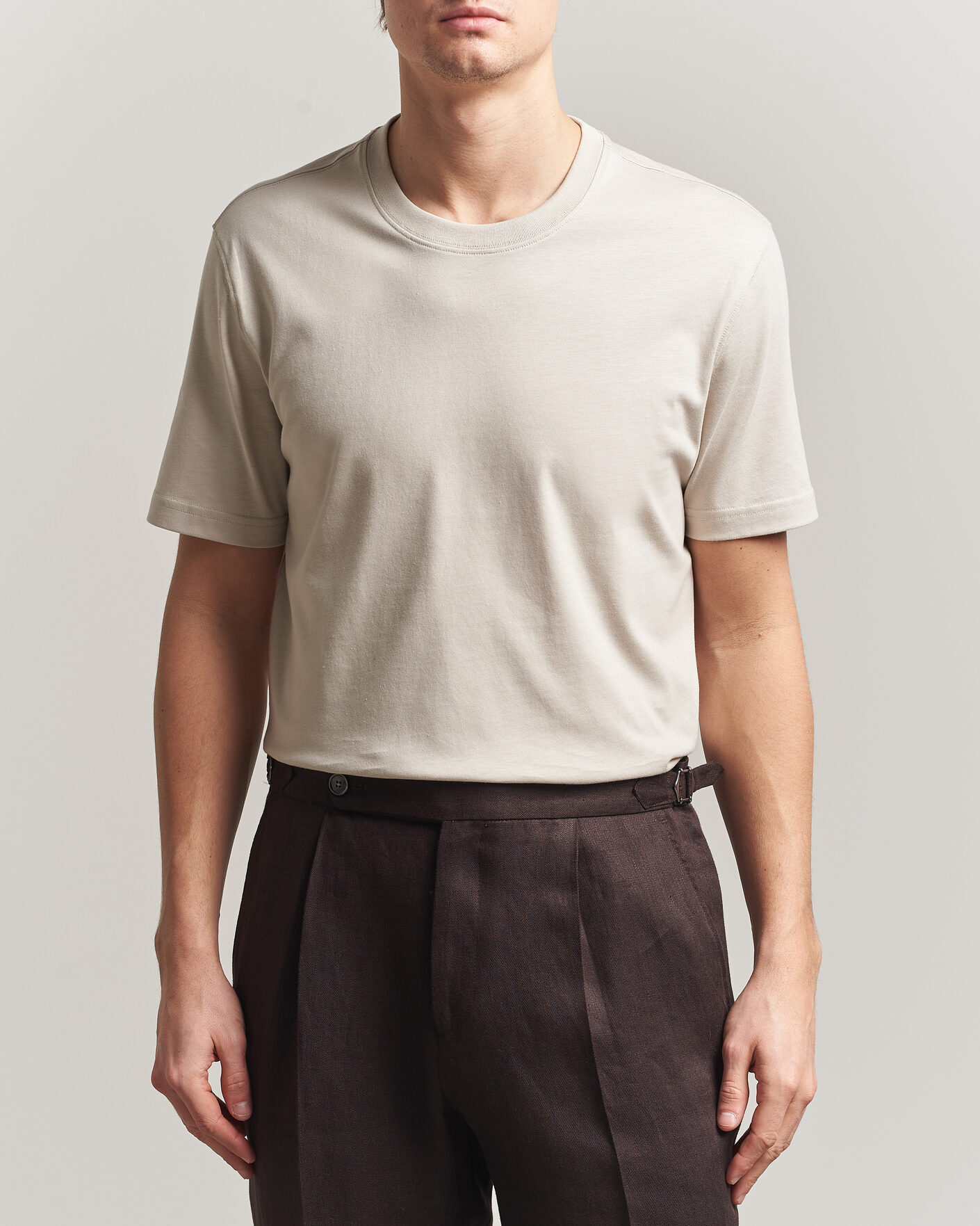 Men | T-Shirts | Eton | Supima Cotton Crew Neck T-Shirt Beige