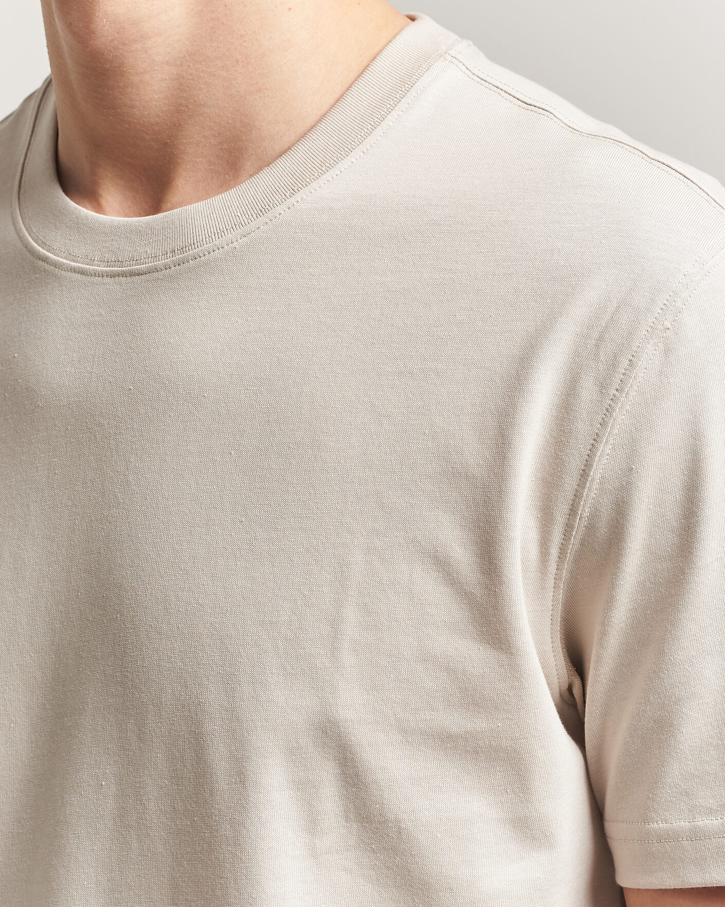 Men | T-Shirts | Eton | Supima Cotton Crew Neck T-Shirt Beige