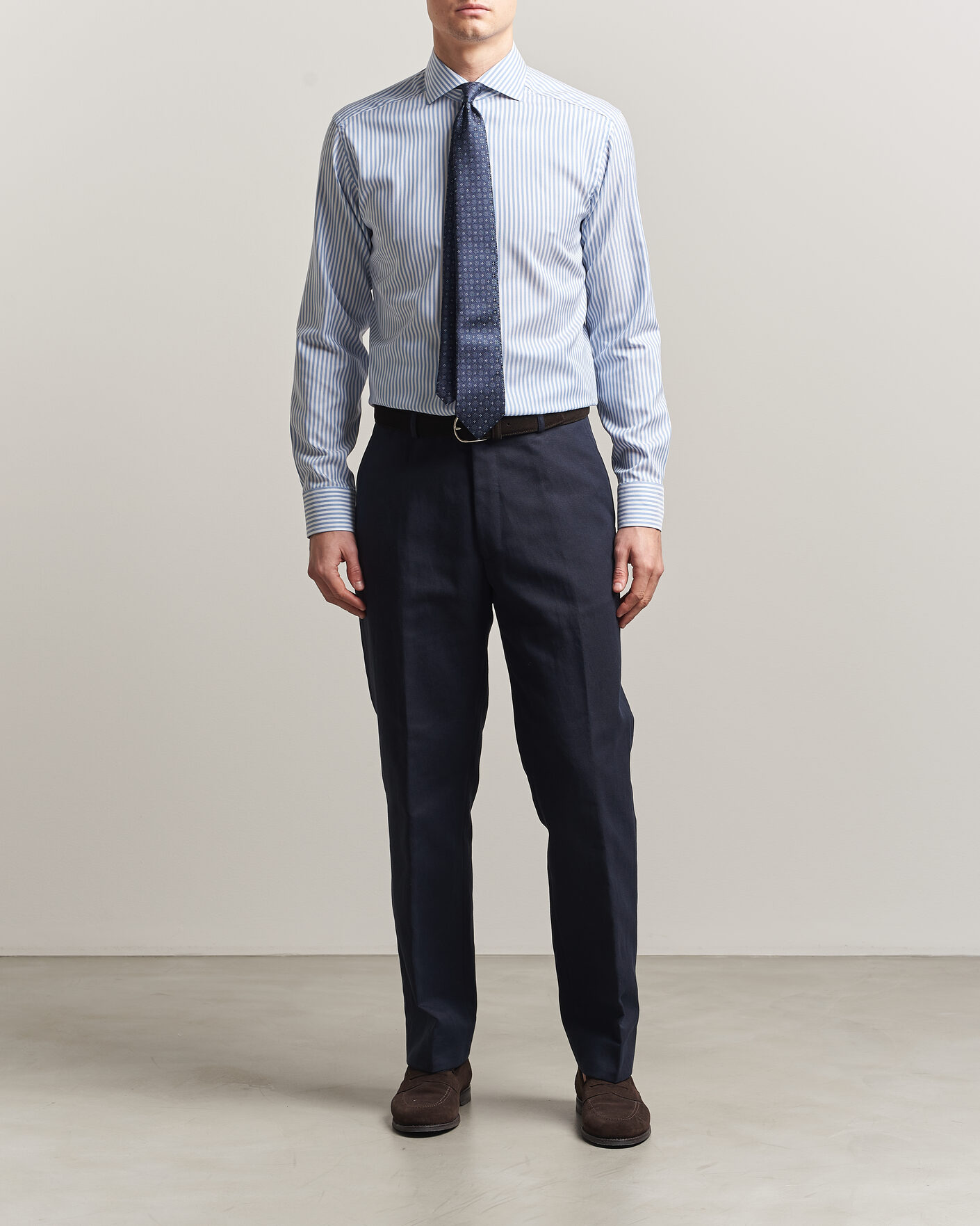 Men | Shirts | Eton | Slim Fit Signature Oxford Striped Shirt Light Blue