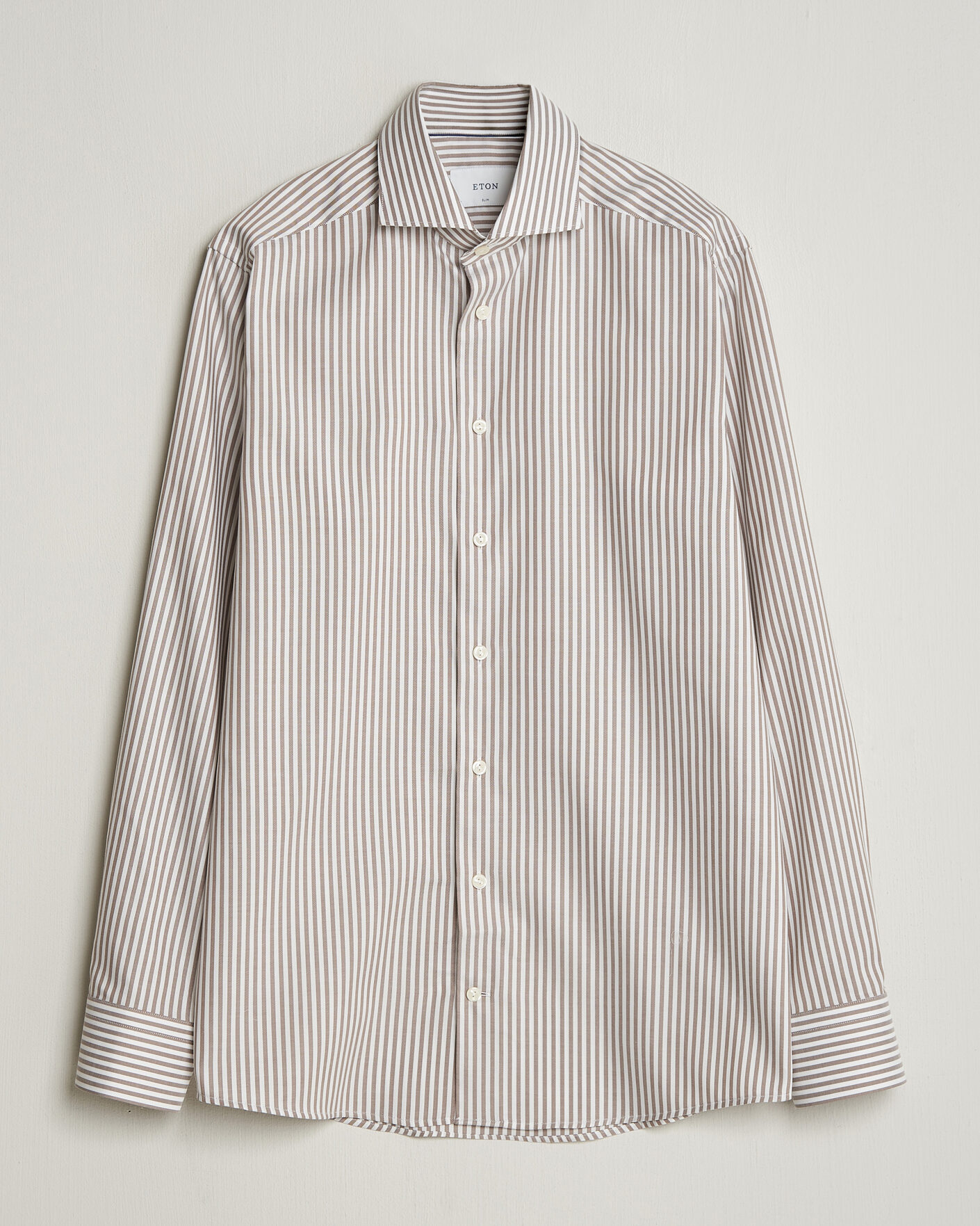 Men | Shirts | Eton | Slim Fit Signature Oxford Striped Shirt Beige