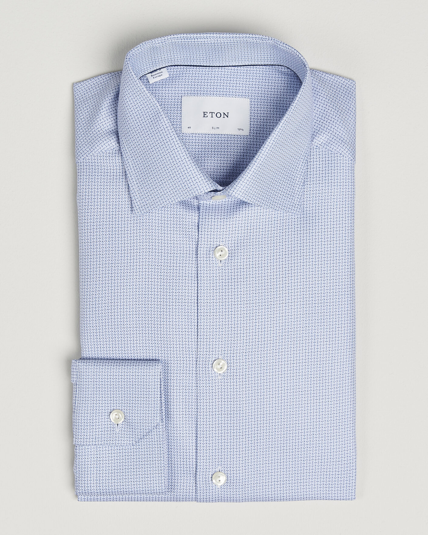 Men | Shirts | Eton | Slim Fit Signature Twill Structured Shirt Mid Blue