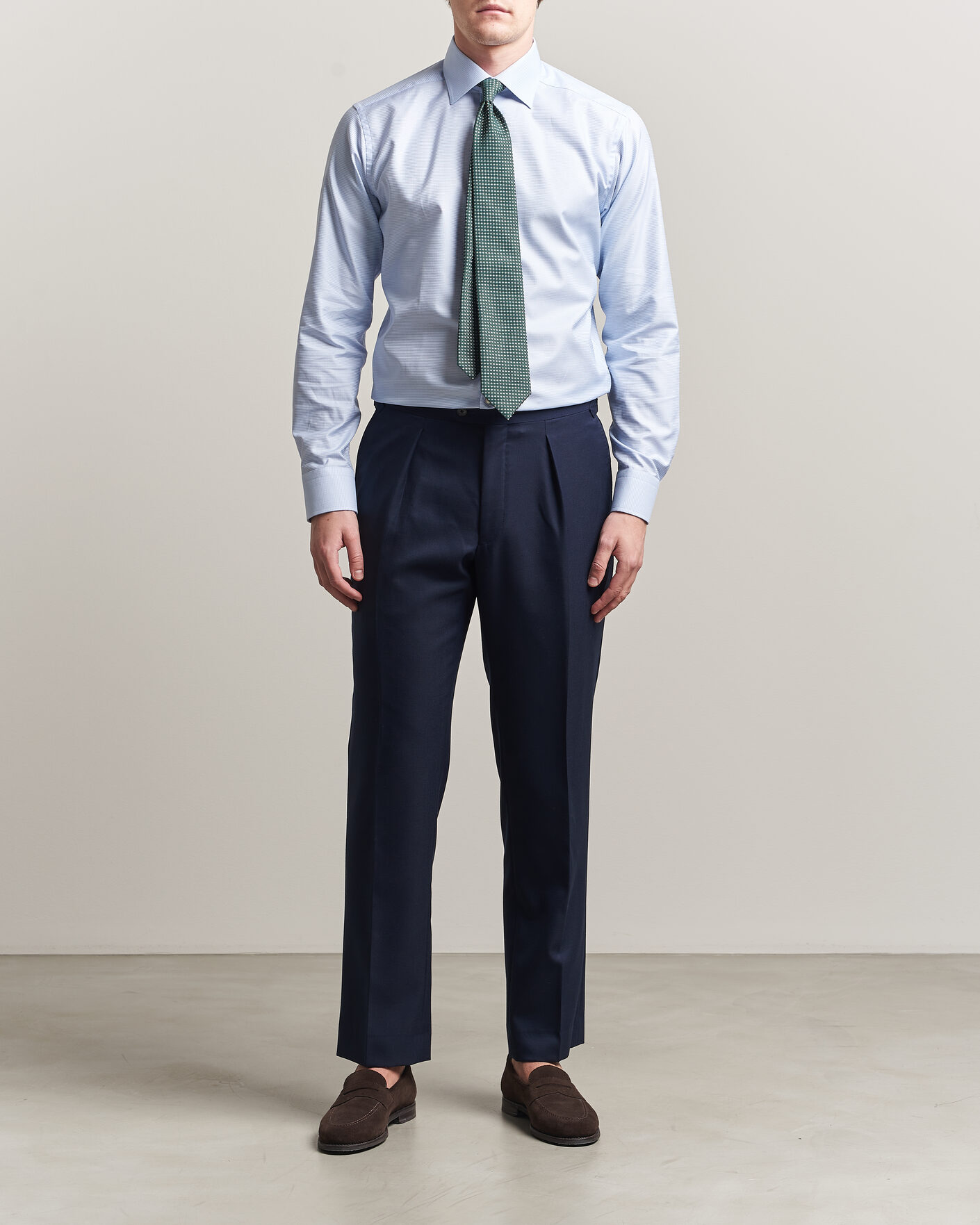 Men | Shirts | Eton | Slim Fit Signature Twill Houndstooth Shirt Light Blue