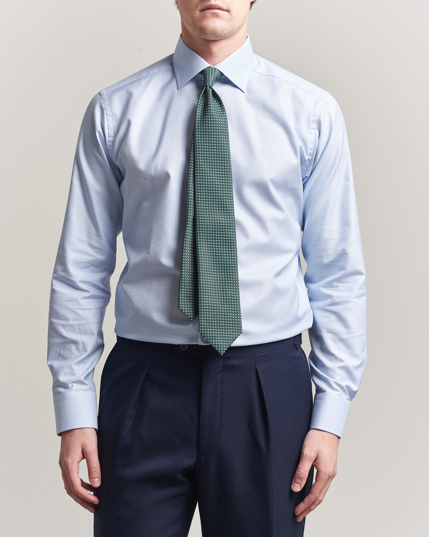 Men | Shirts | Eton | Slim Fit Signature Twill Houndstooth Shirt Light Blue