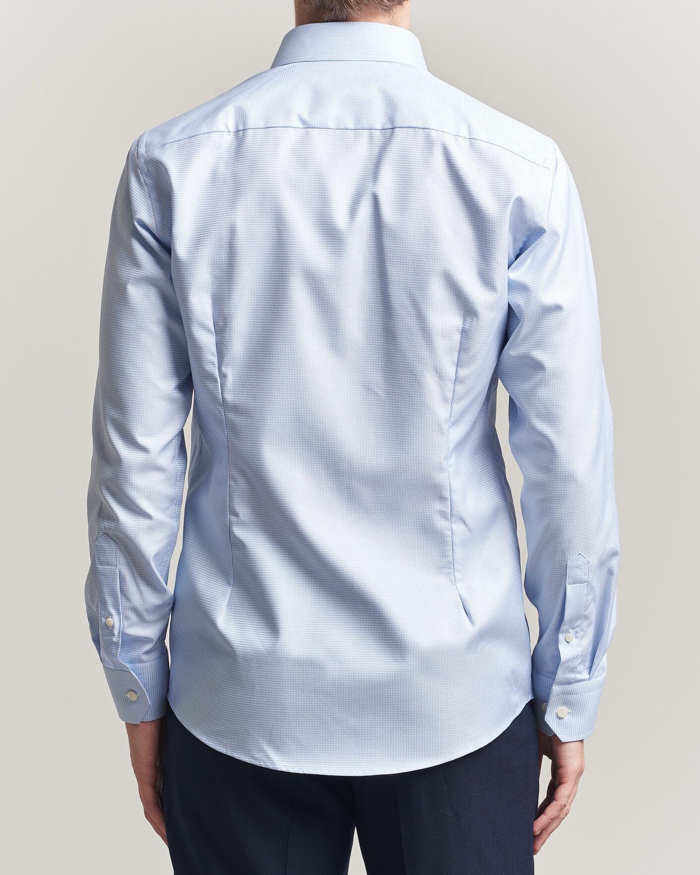 Men | Shirts | Eton | Slim Fit Signature Twill Houndstooth Shirt Light Blue