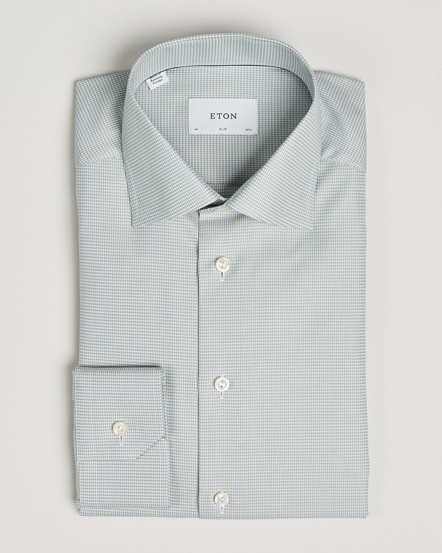 Men | Shirts | Eton | Slim Fit Signature Twill Houndstooth Shirt Light Green