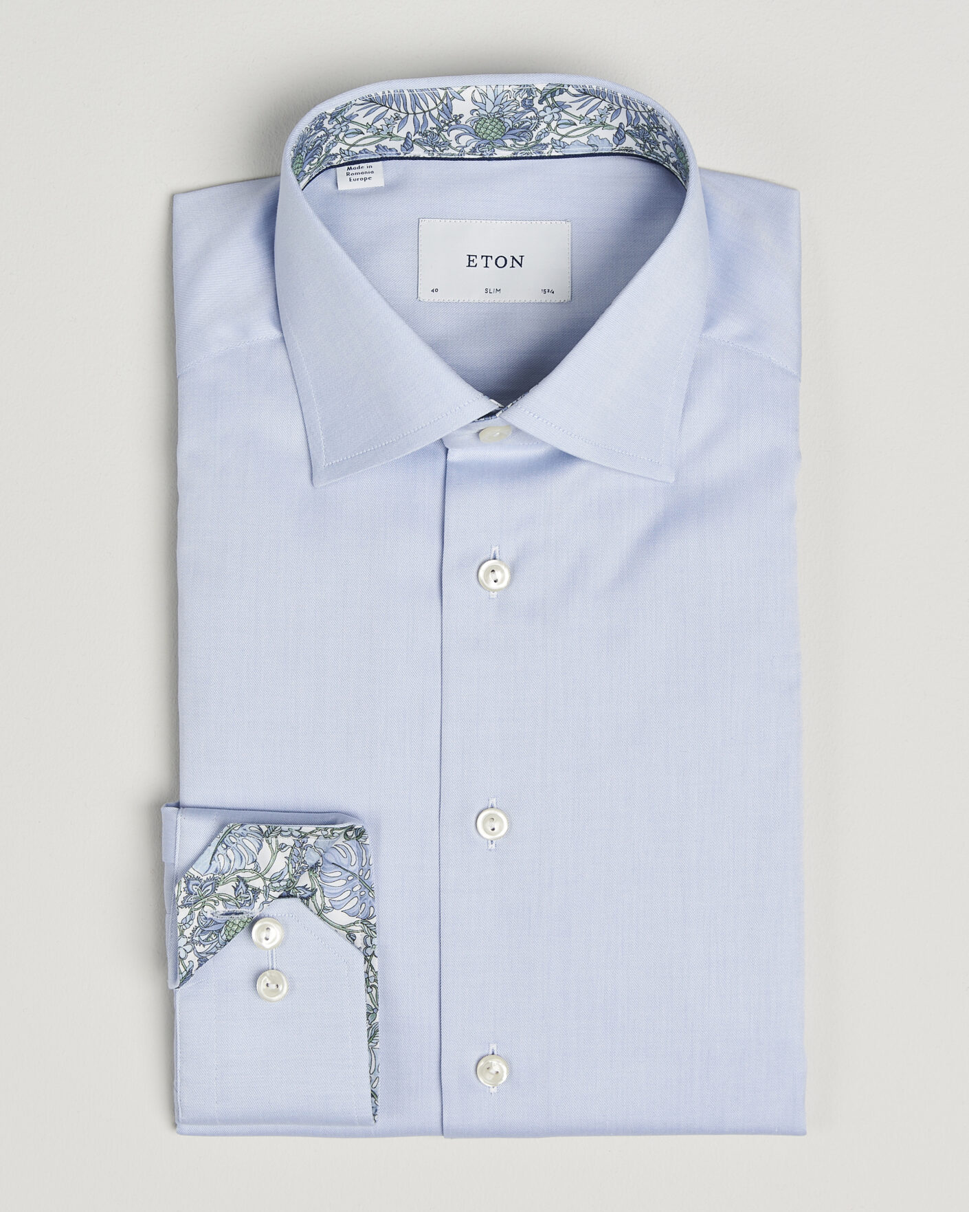 Men | Shirts | Eton | Slim Fit Signature Twill Contrast Shirt Light Blue