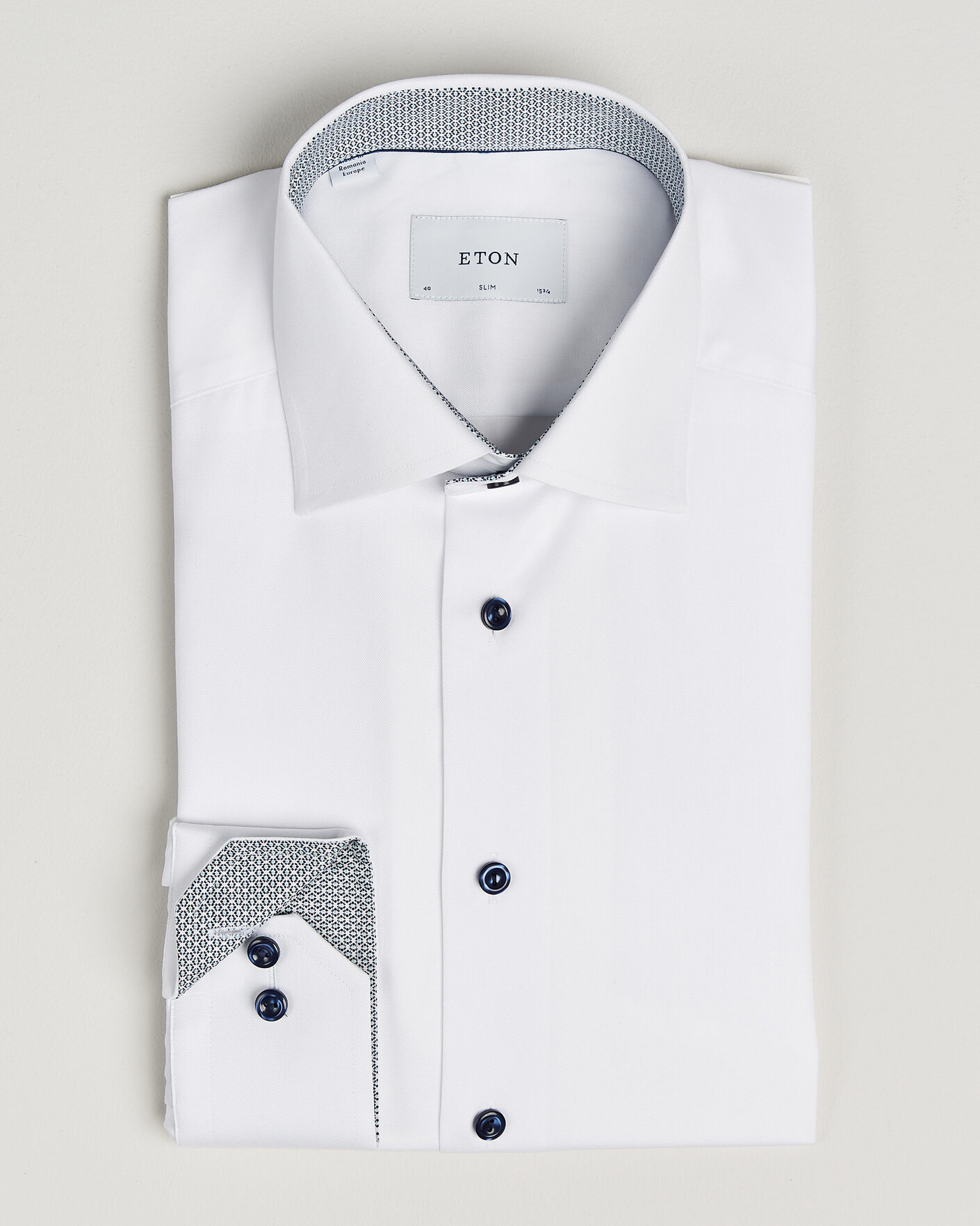 Men | Shirts | Eton | Slim Fit Signature Twill Contrast Shirt White
