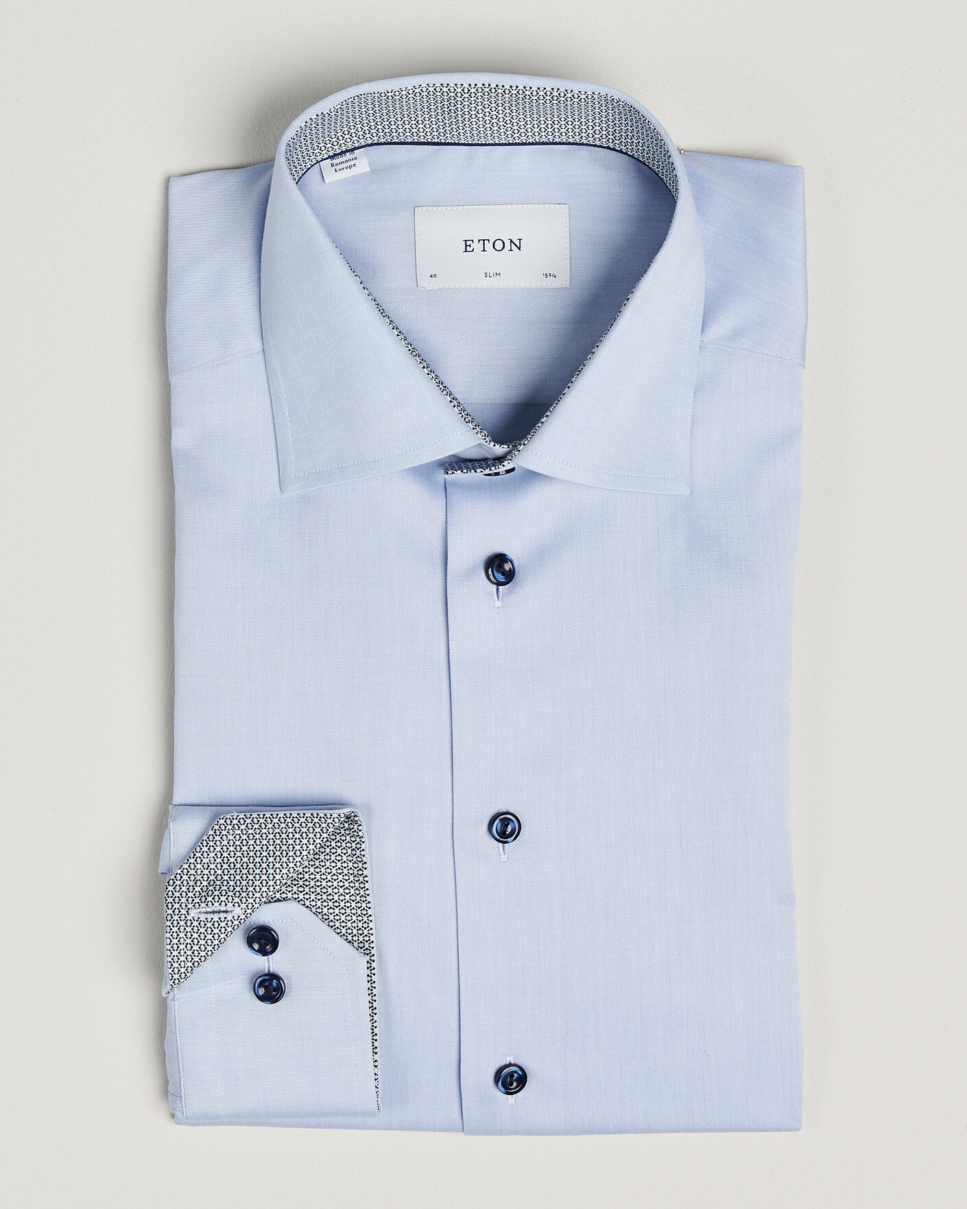 Men | Shirts | Eton | Slim Fit Signature Twill Contrast Shirt Light Blue