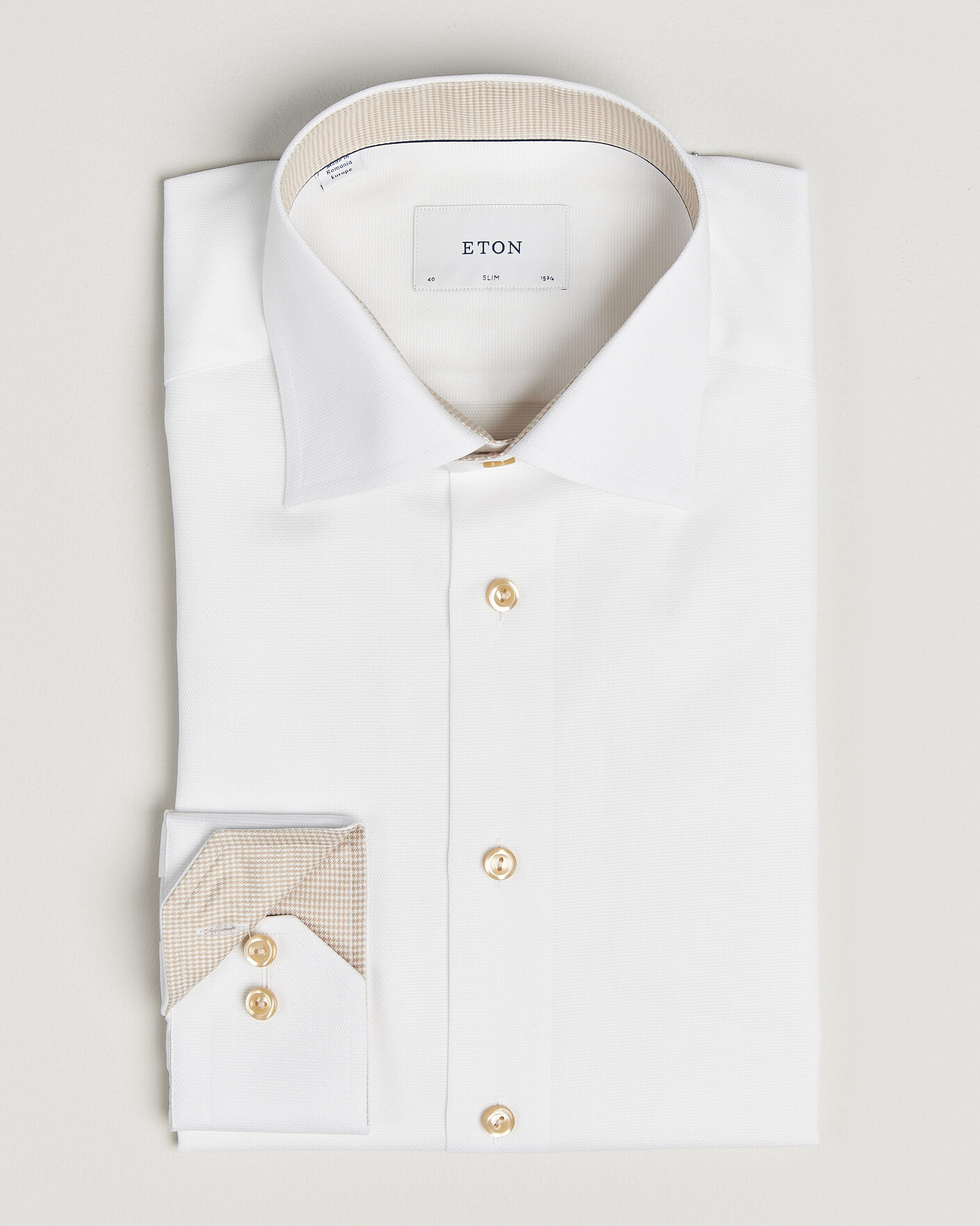 Men | Shirts | Eton | Slim Fit Signature Twill Contrast Shirt White