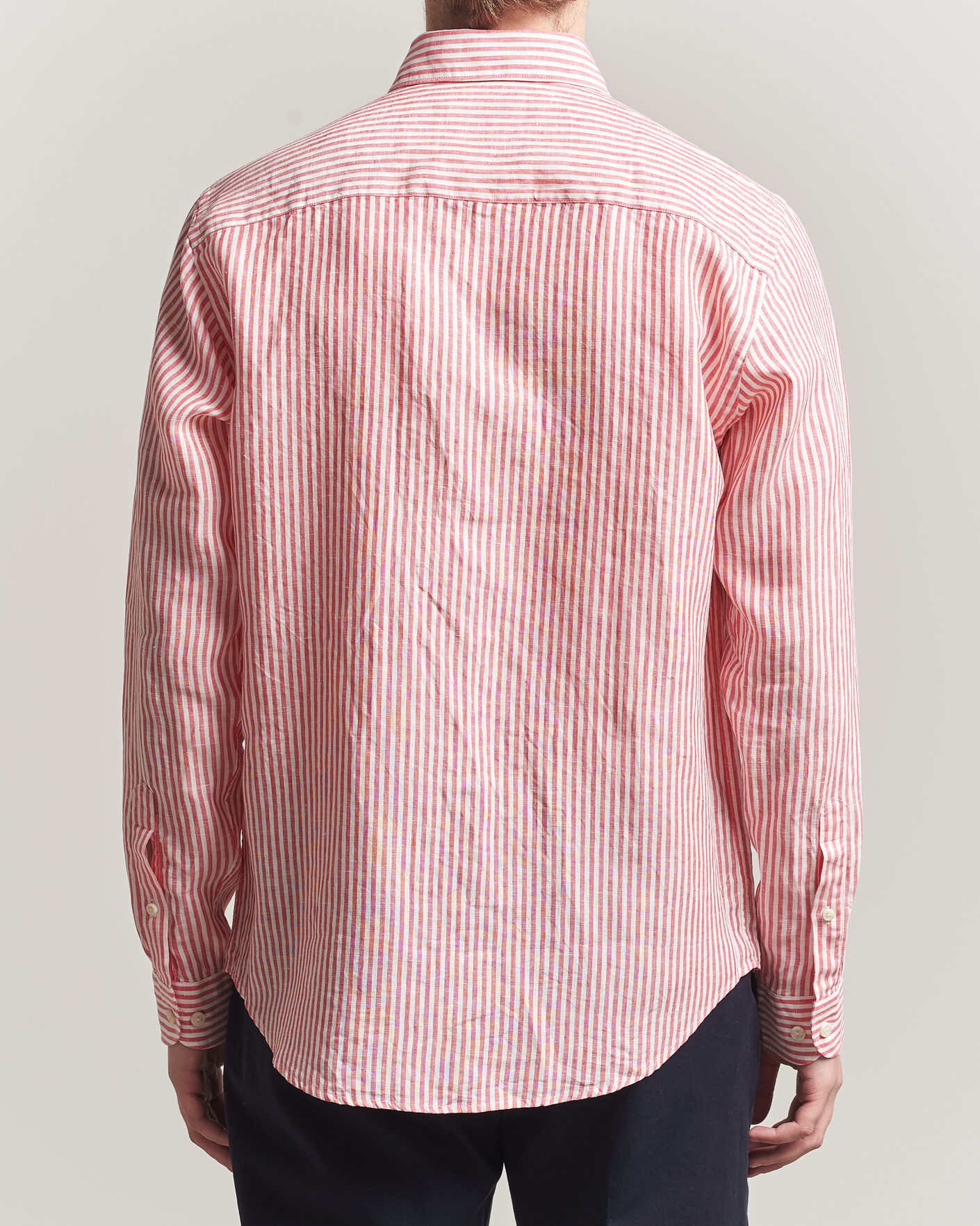 Men | Shirts | Eton | Casual Fit Striped Linen Shirt Red