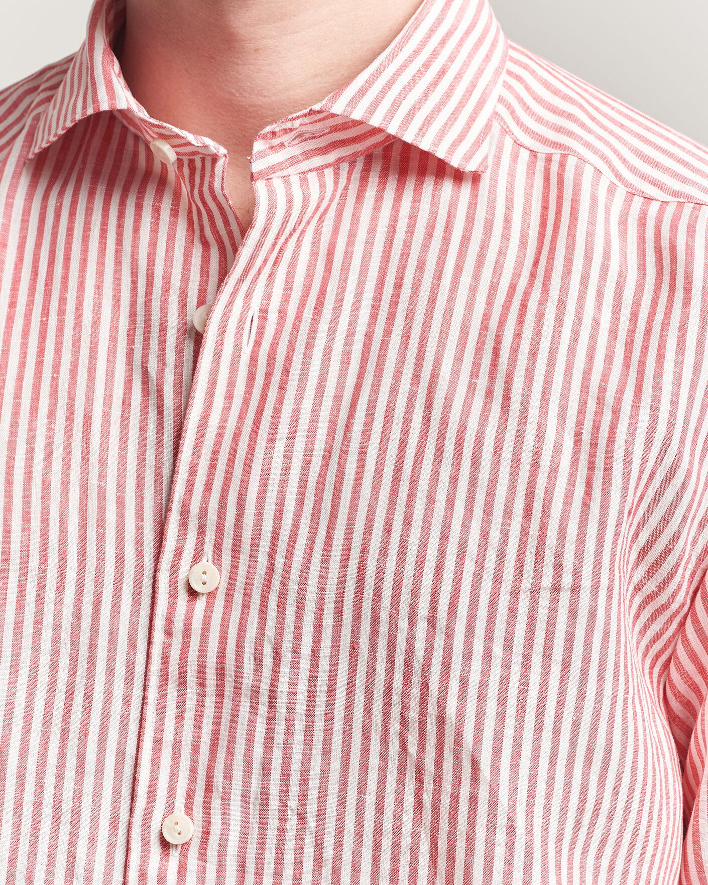 Men | Shirts | Eton | Casual Fit Striped Linen Shirt Red