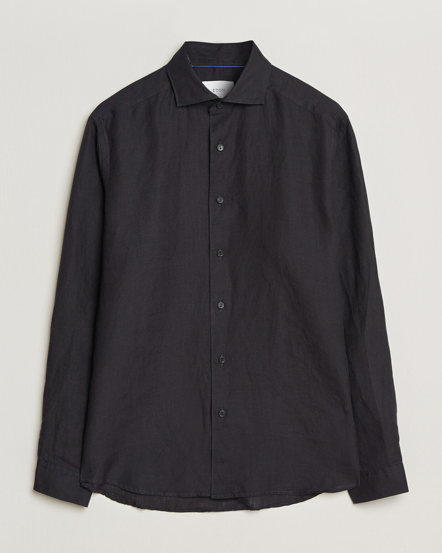 Men | Shirts | Eton | Casual Fit Linen Shirt Black