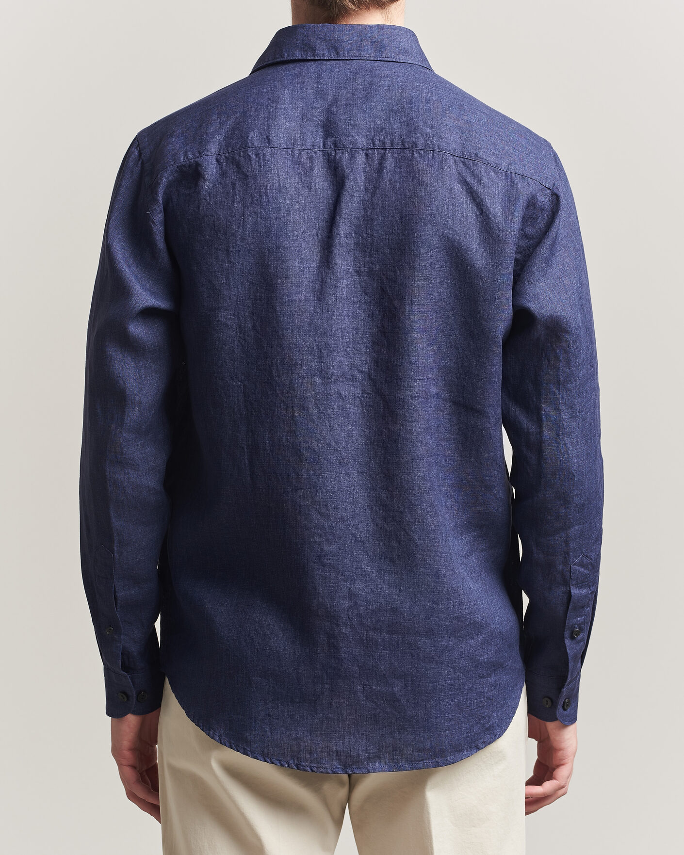 Men | Shirts | Eton | Casual Fit Linen Shirt Navy Blue
