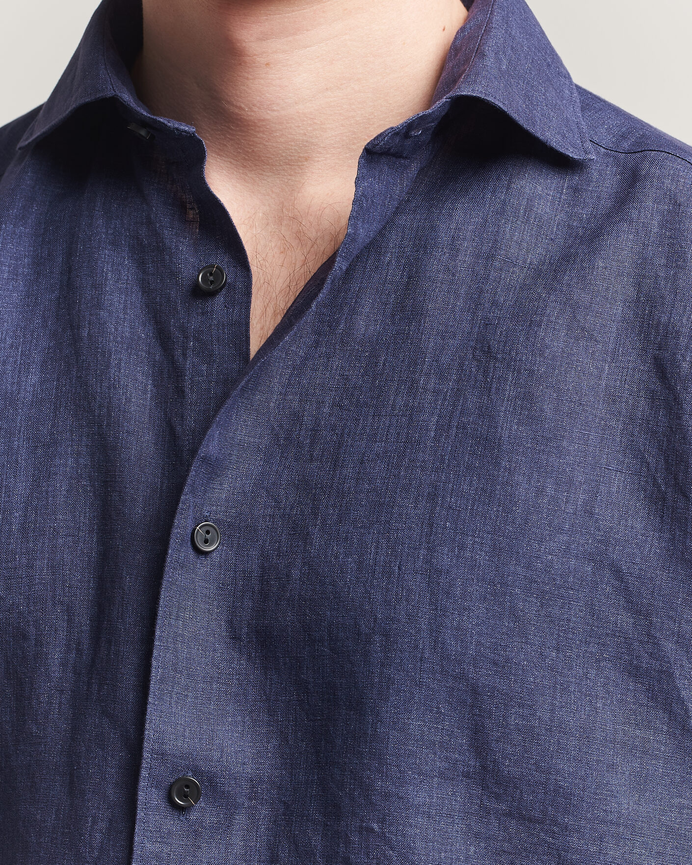 Men | Shirts | Eton | Casual Fit Linen Shirt Navy Blue
