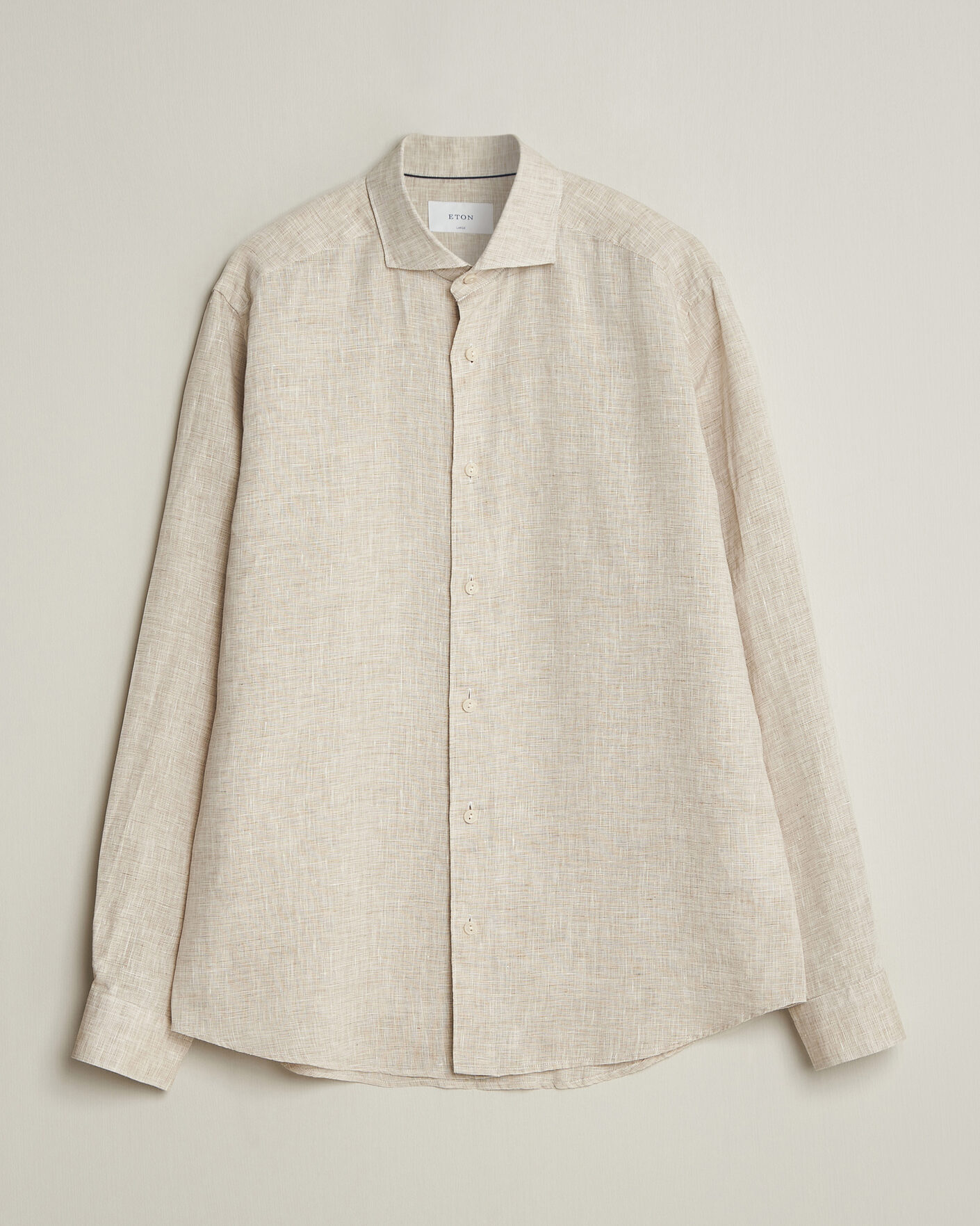 Men | Shirts | Eton | Casual Fit Linen Shirt Beige