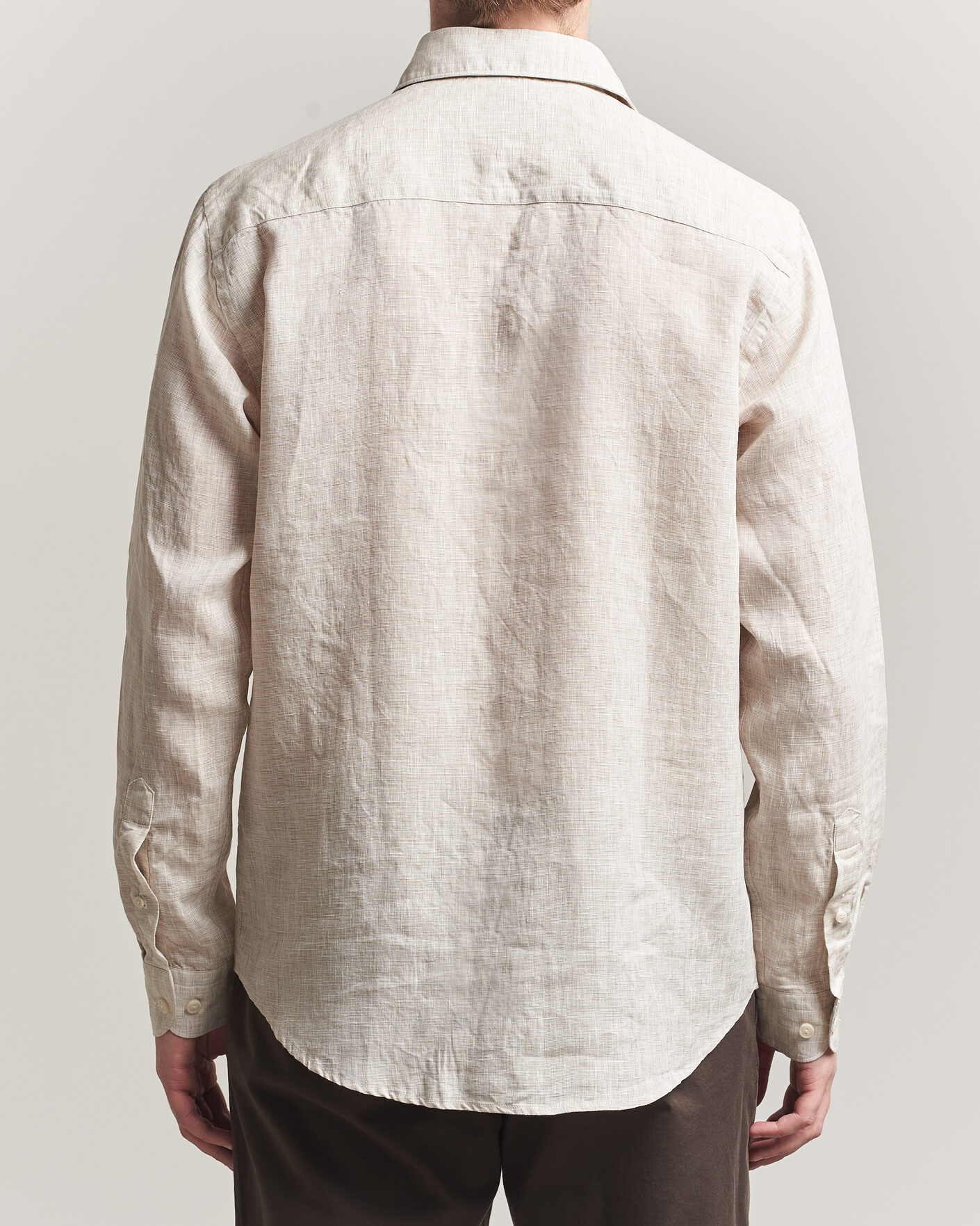 Men | Shirts | Eton | Casual Fit Linen Shirt Beige