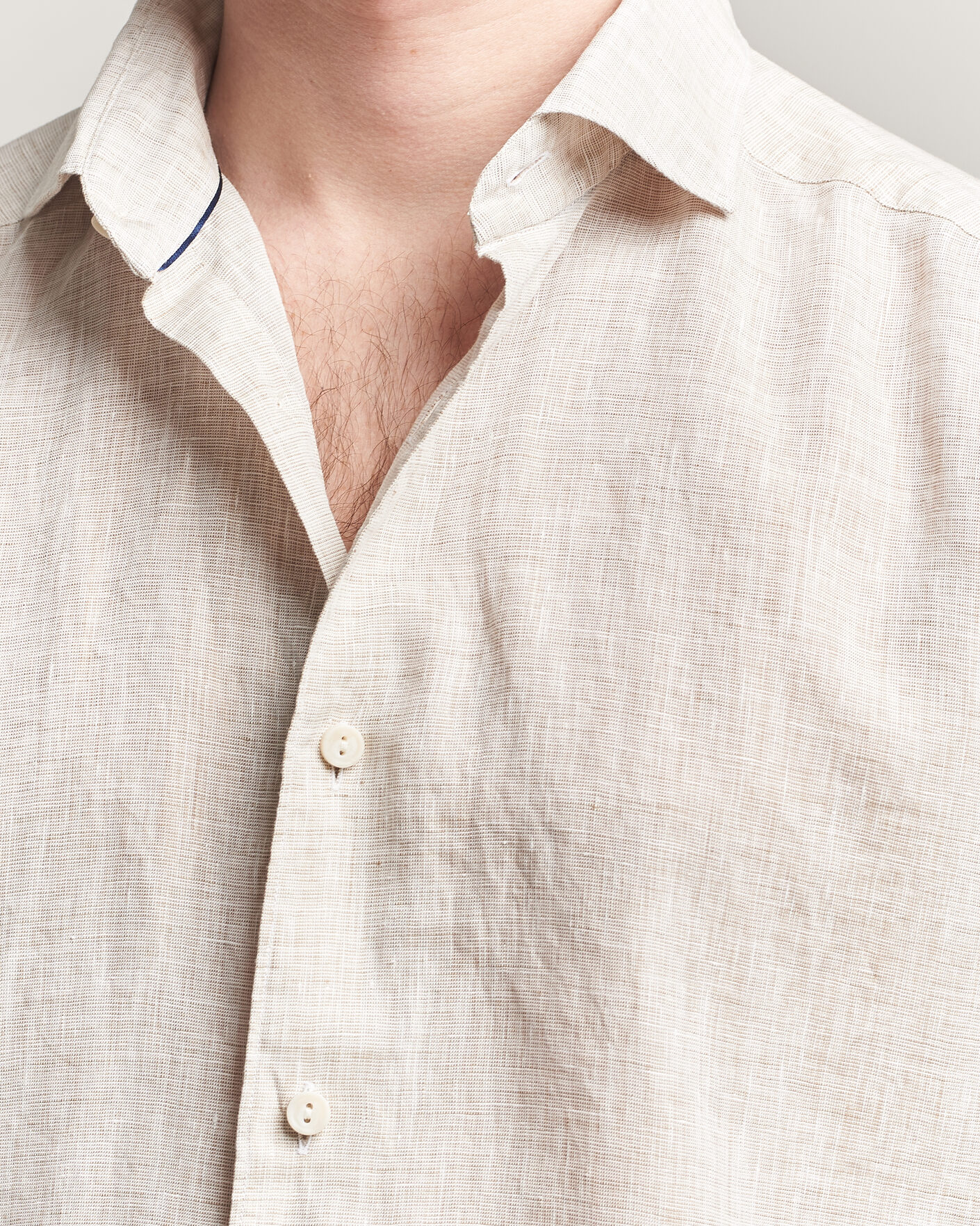 Men | Shirts | Eton | Casual Fit Linen Shirt Beige