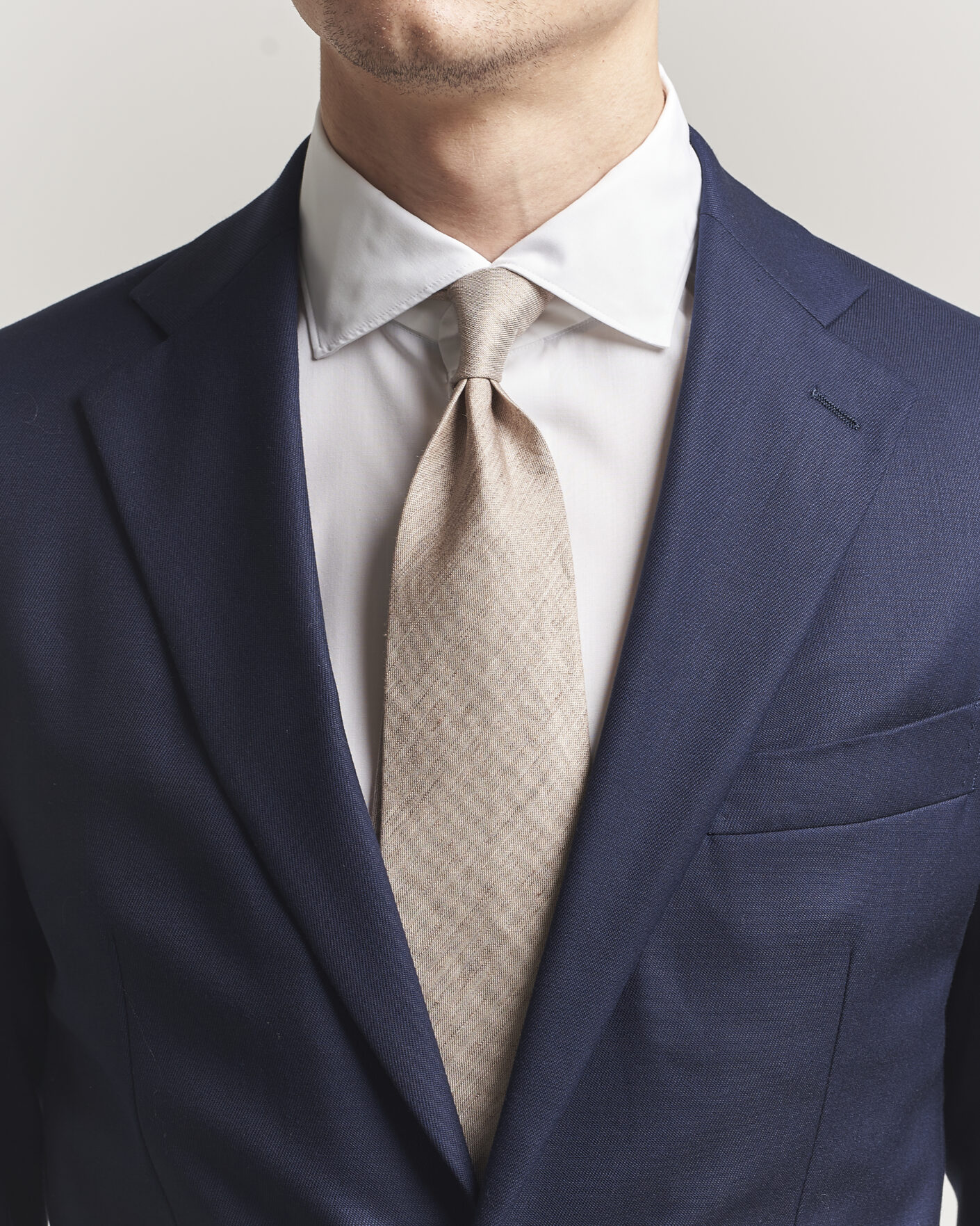 Men | Ties | Eton | Linen Silk Tie Beige
