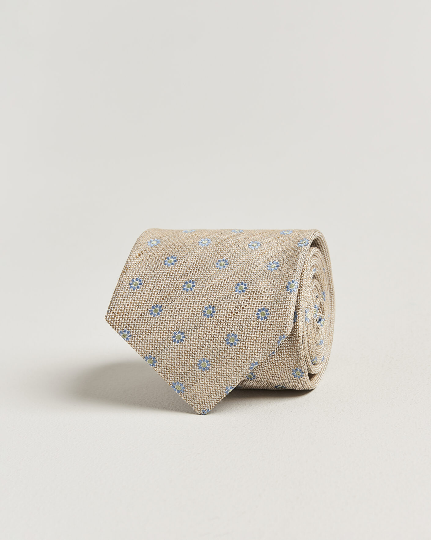 Men | Ties | Eton | Floral Linen Silk Tie Beige