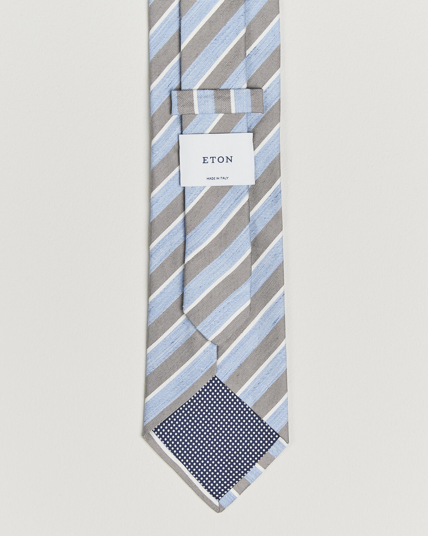 Men | Ties | Eton | Striped Linen Silk Tie Brown/Blue