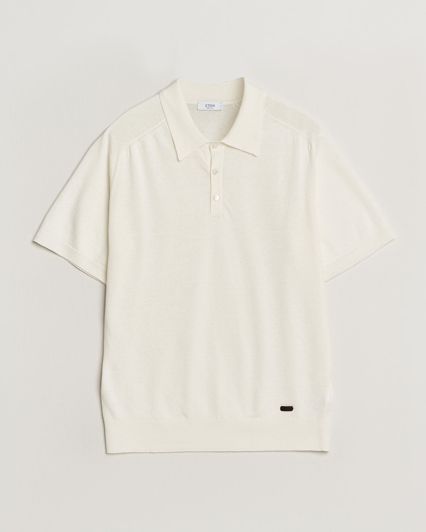 Men | Polo Shirts | Eton | Cotton Linen Fine Knit Polo White