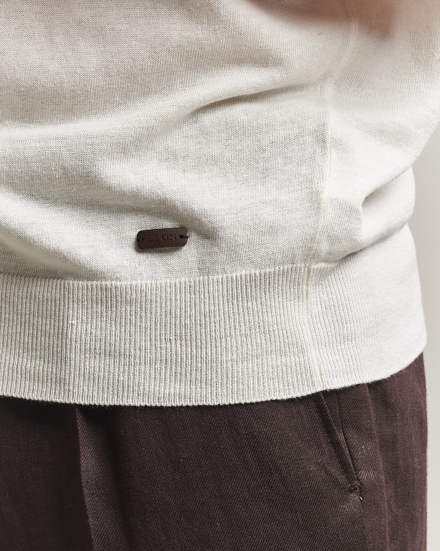Men | Polo Shirts | Eton | Cotton Linen Fine Knit Polo White