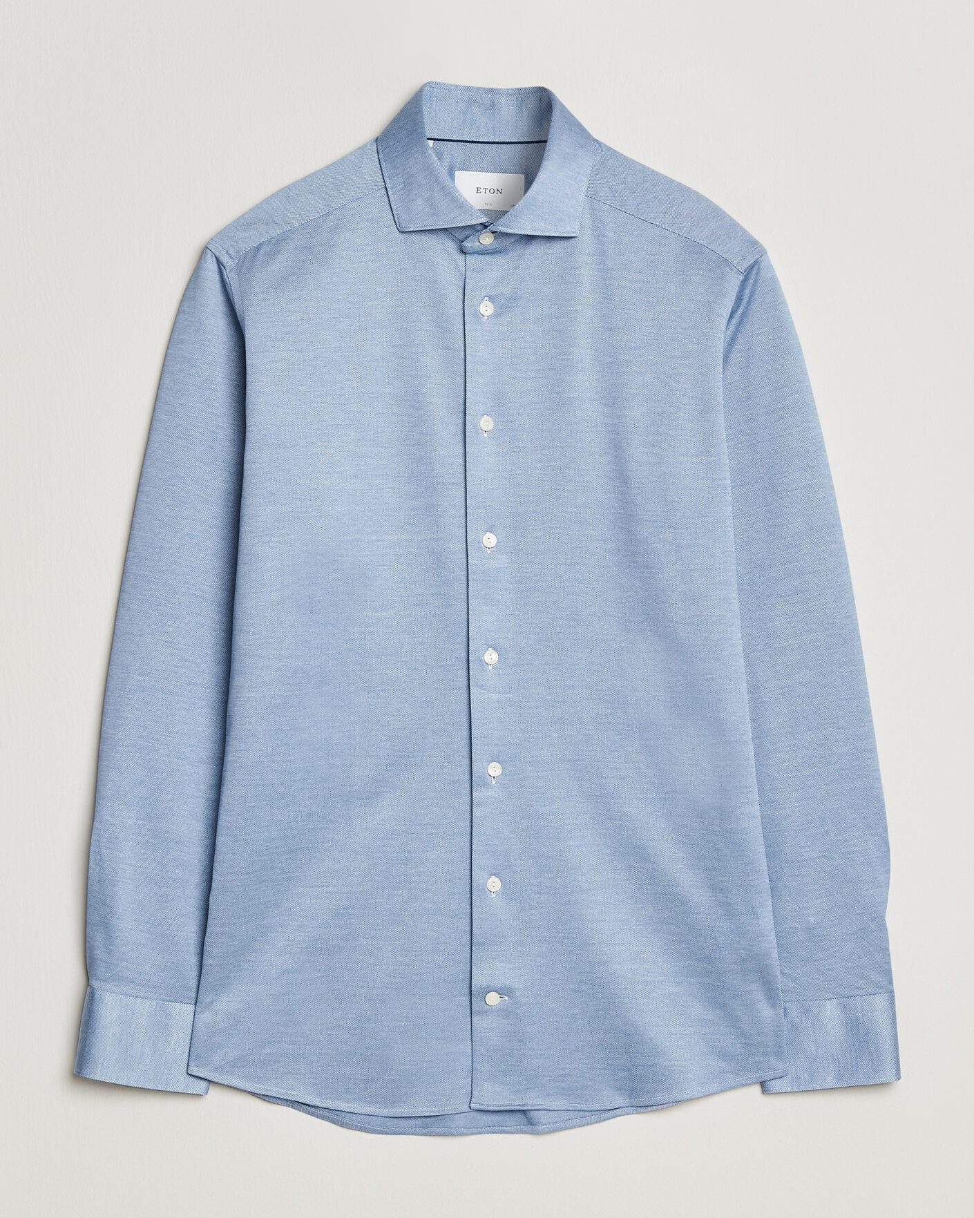 Men | Shirts | Eton | Filo di Scozia Knitted Shirt Light Blue